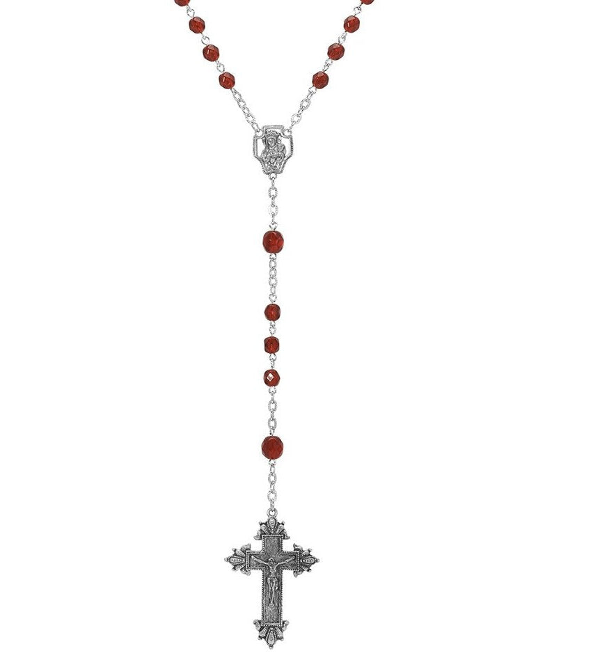 Symbols Of Faith Beaded Crucifix Rosary Necklace
