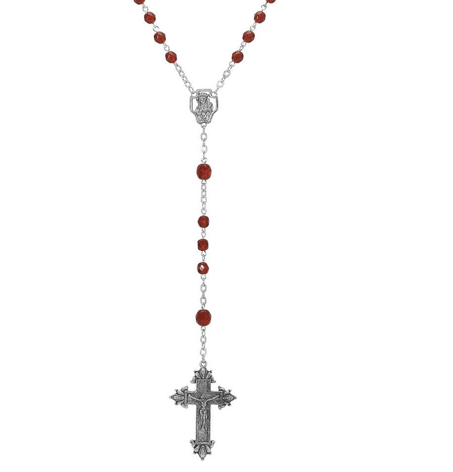 Symbols Of Faith Beaded Crucifix Rosary Necklace