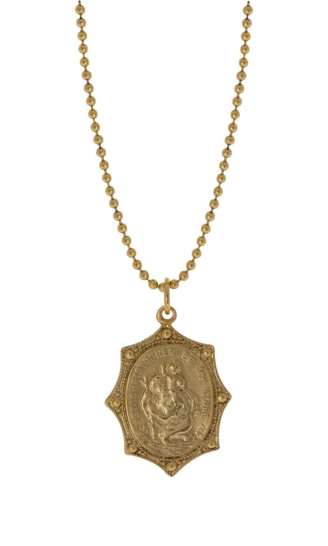 Symbols Of Faith Gold St. Christopher Pendant Necklace 18"