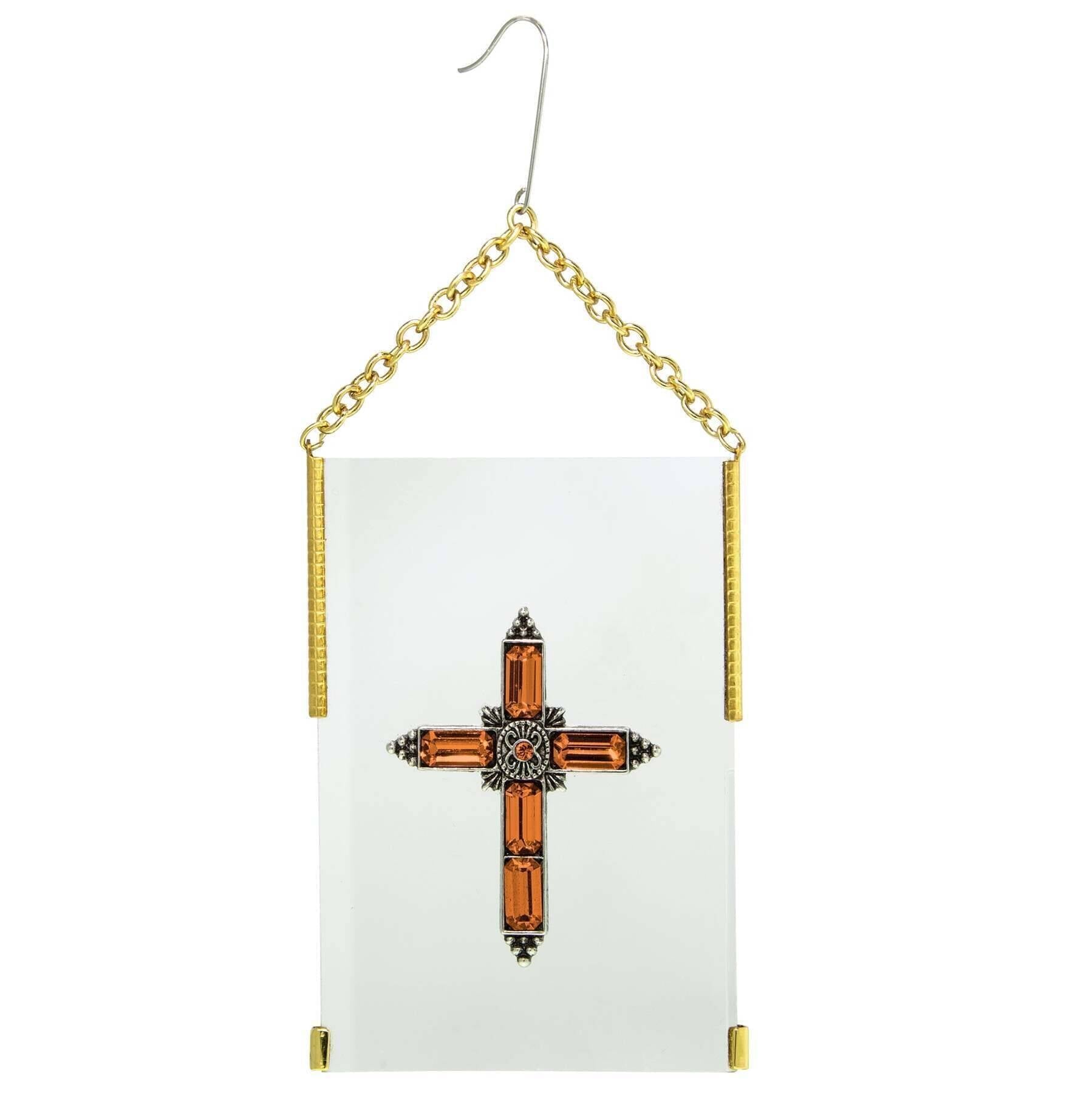 Symbols Of Faith Crystal Cross Glass Hanging Christmas Tree Ornament