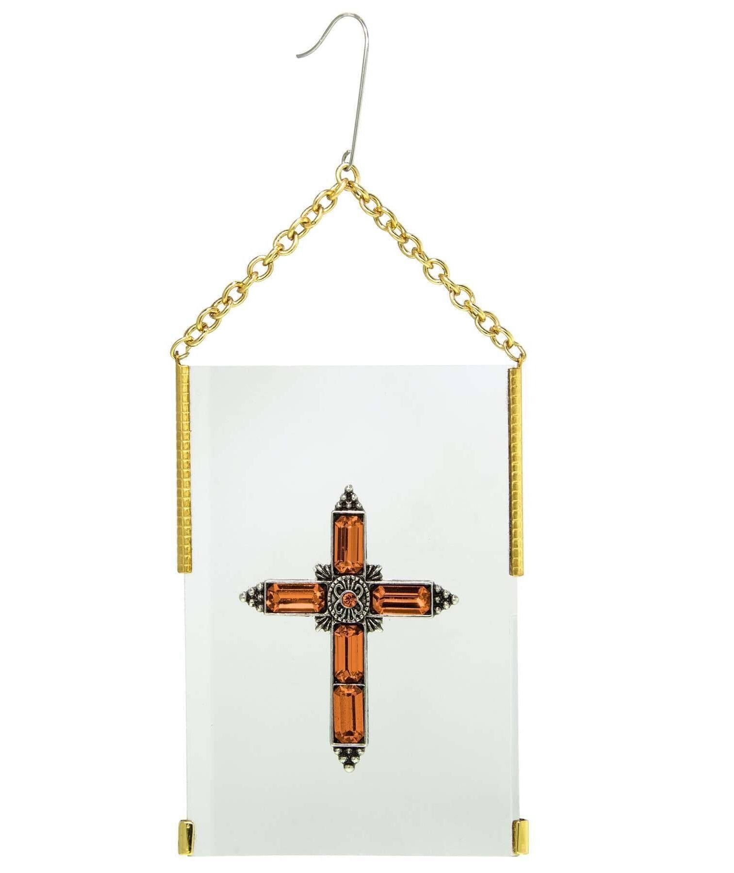 Symbols Of Faith Crystal Cross Glass Hanging Christmas Tree Ornament