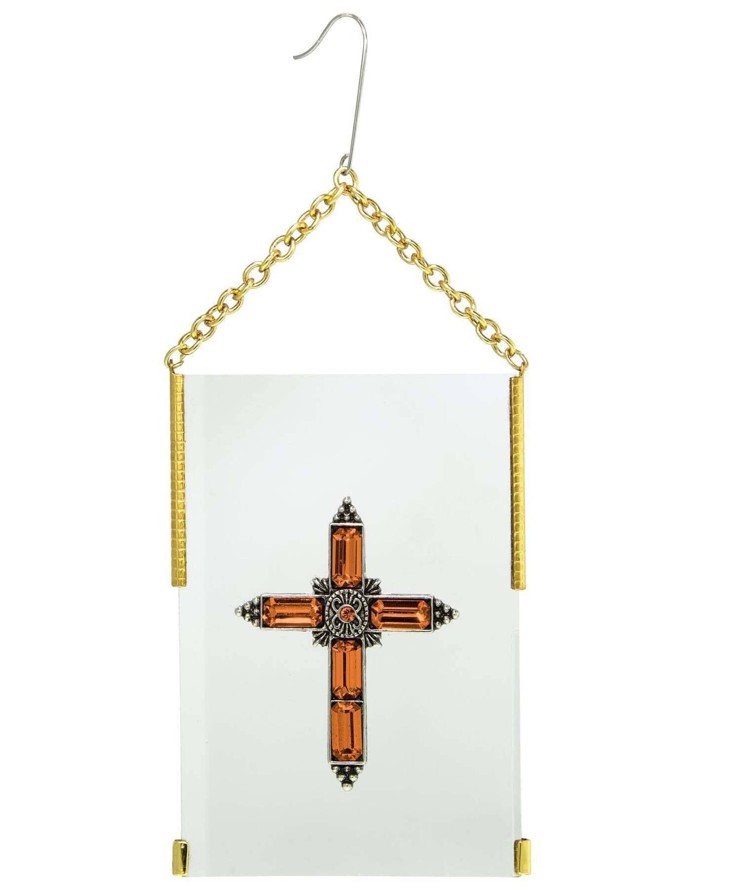 Symbols Of Faith Crystal Cross Glass Hanging Christmas Tree Ornament