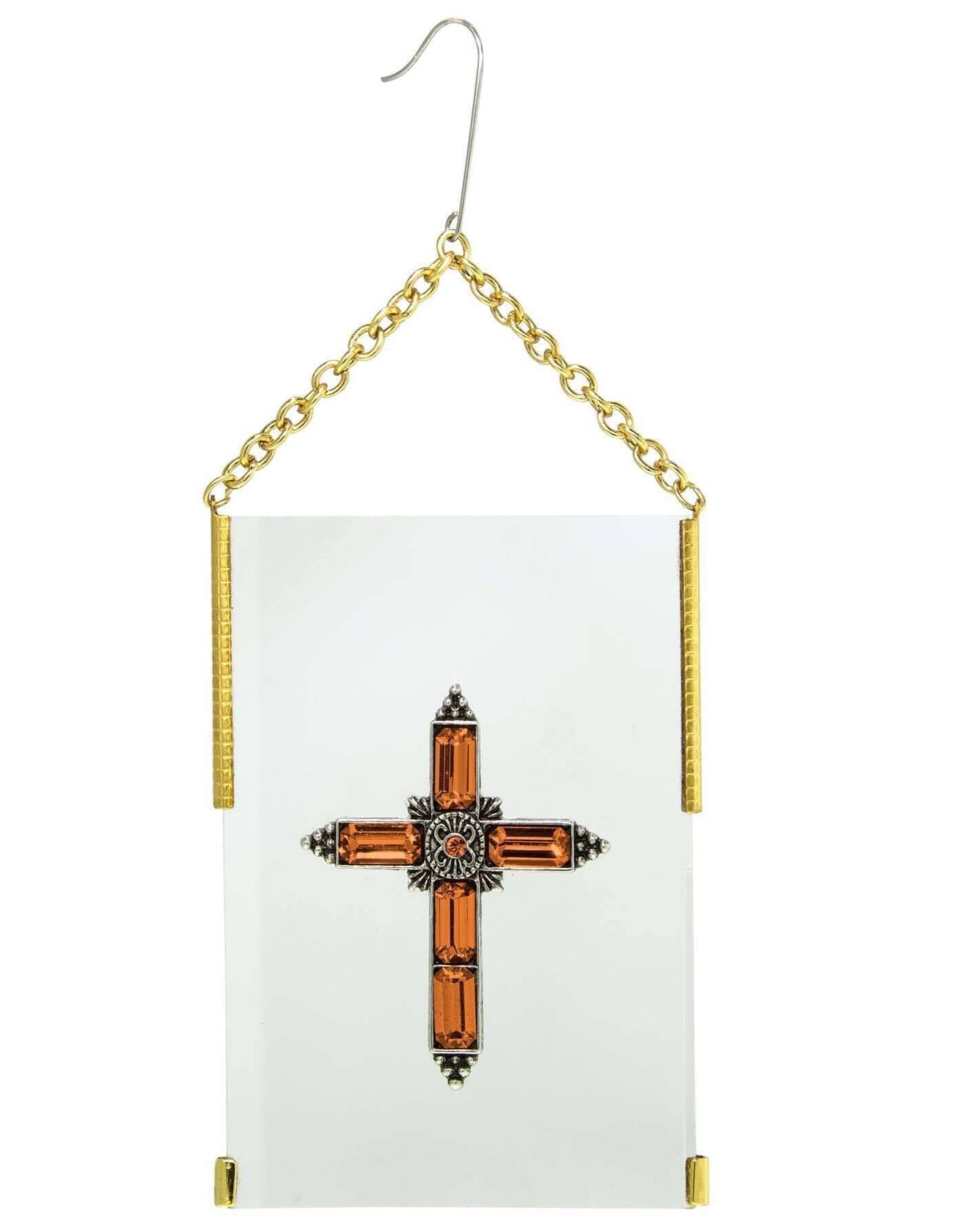 Symbols Of Faith Crystal Cross Glass Hanging Christmas Tree Ornament