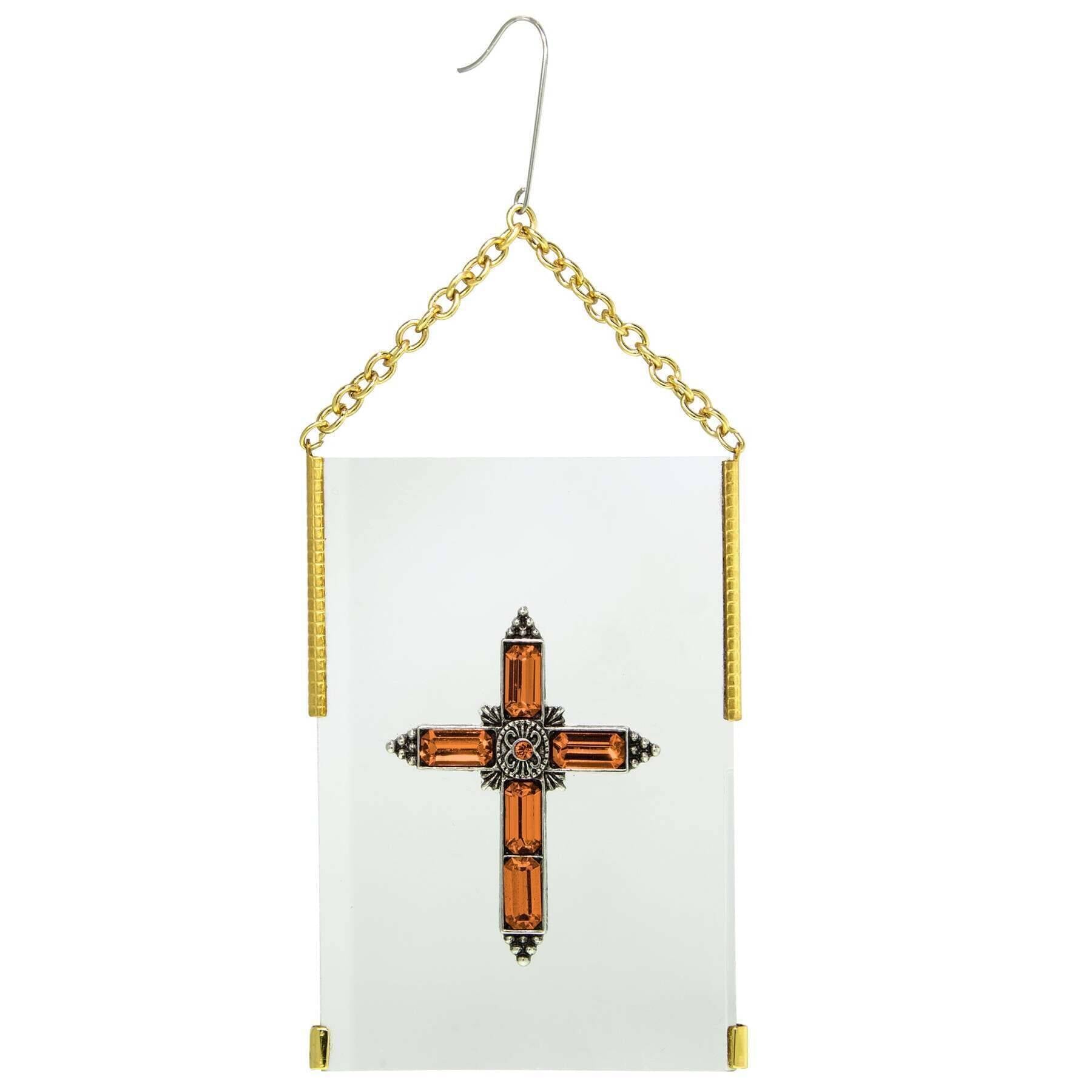 Symbols Of Faith Crystal Cross Glass Hanging Christmas Tree Ornament
