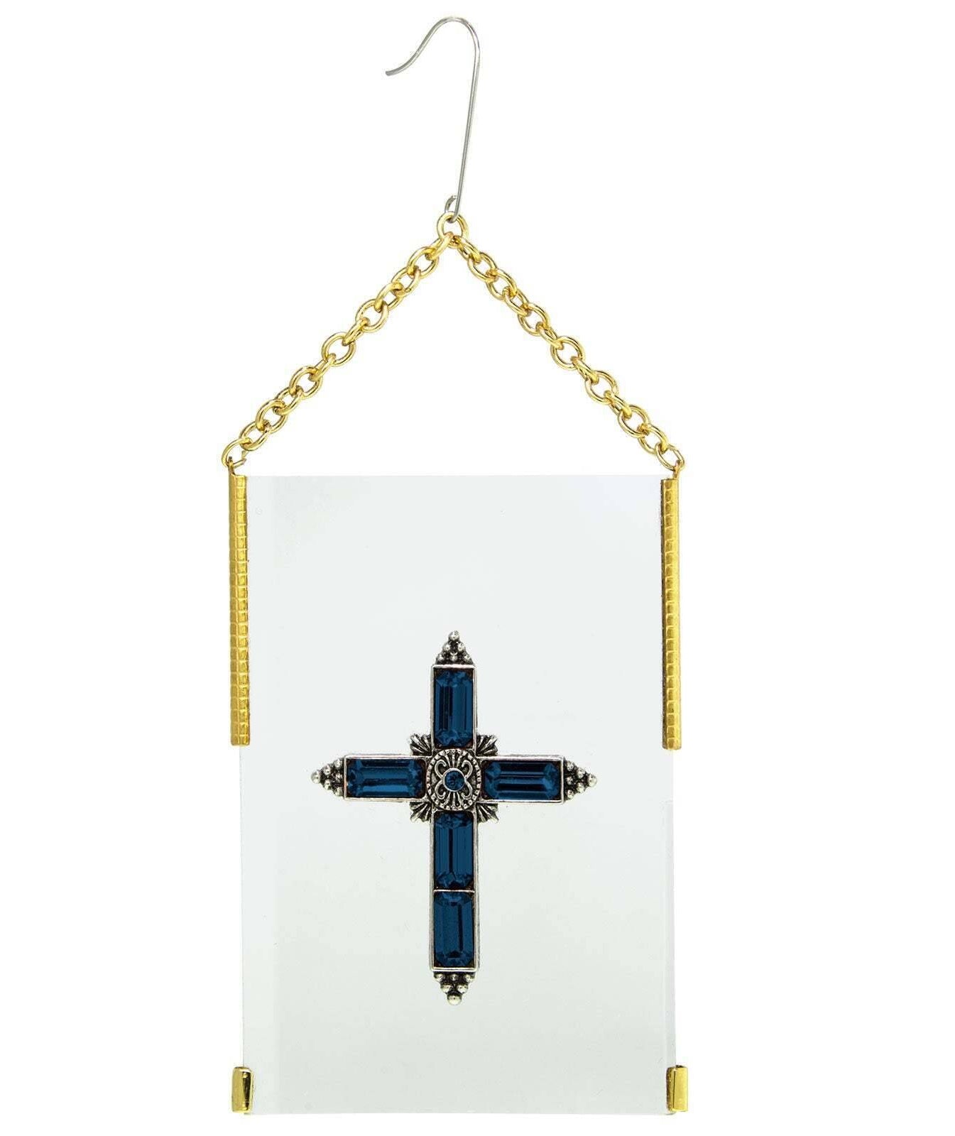 Symbols Of Faith Crystal Cross Glass Hanging Christmas Tree Ornament