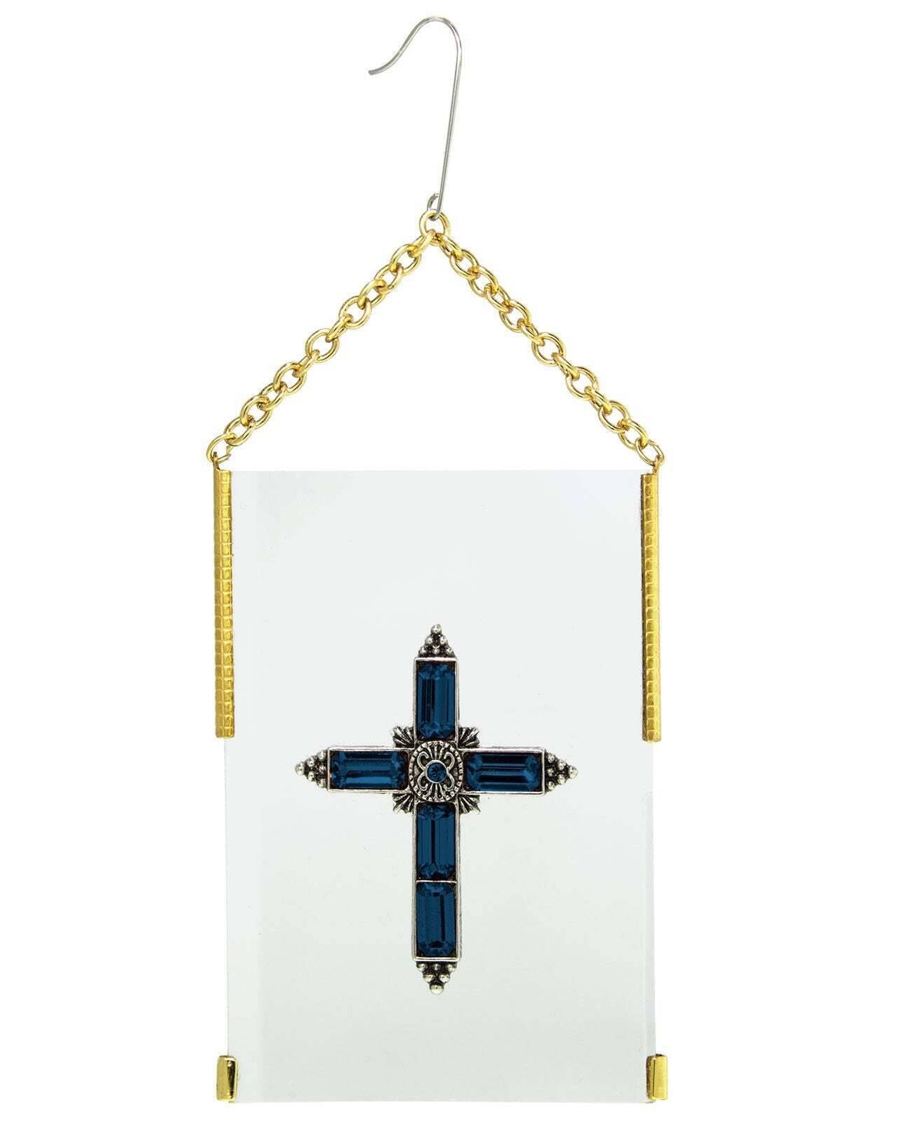 Symbols Of Faith Crystal Cross Glass Hanging Christmas Tree Ornament