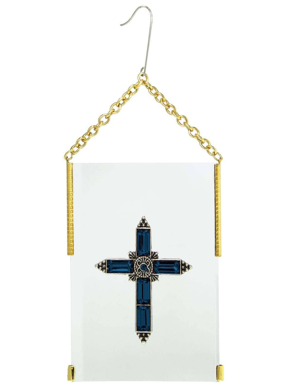 Symbols Of Faith Crystal Cross Glass Hanging Christmas Tree Ornament