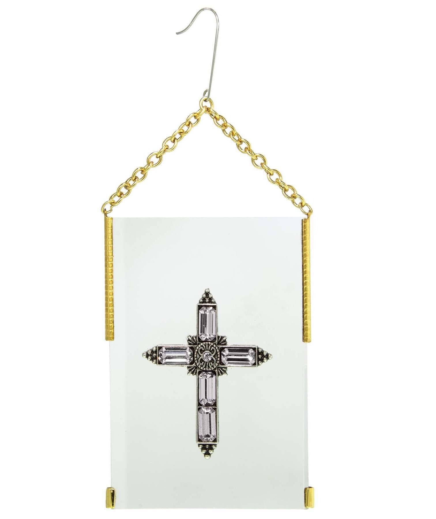 Symbols Of Faith Crystal Cross Glass Hanging Christmas Tree Ornament