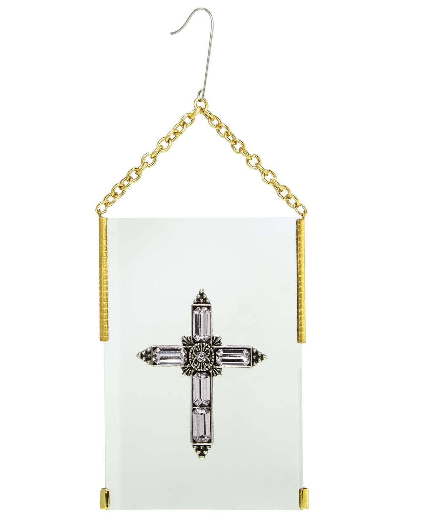 Symbols Of Faith Crystal Cross Glass Hanging Christmas Tree Ornament