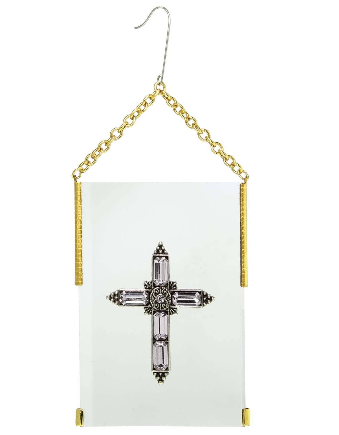 Symbols Of Faith Crystal Cross Glass Hanging Christmas Tree Ornament