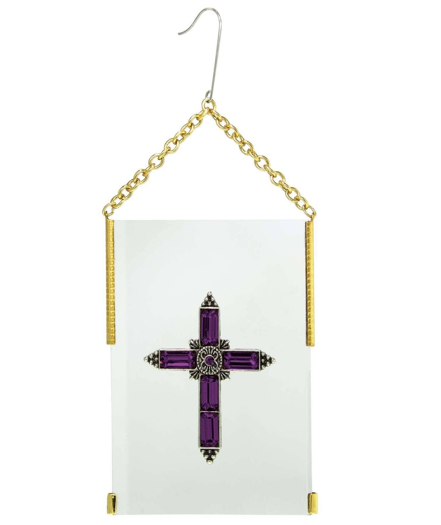 Symbols Of Faith Crystal Cross Glass Hanging Christmas Tree Ornament