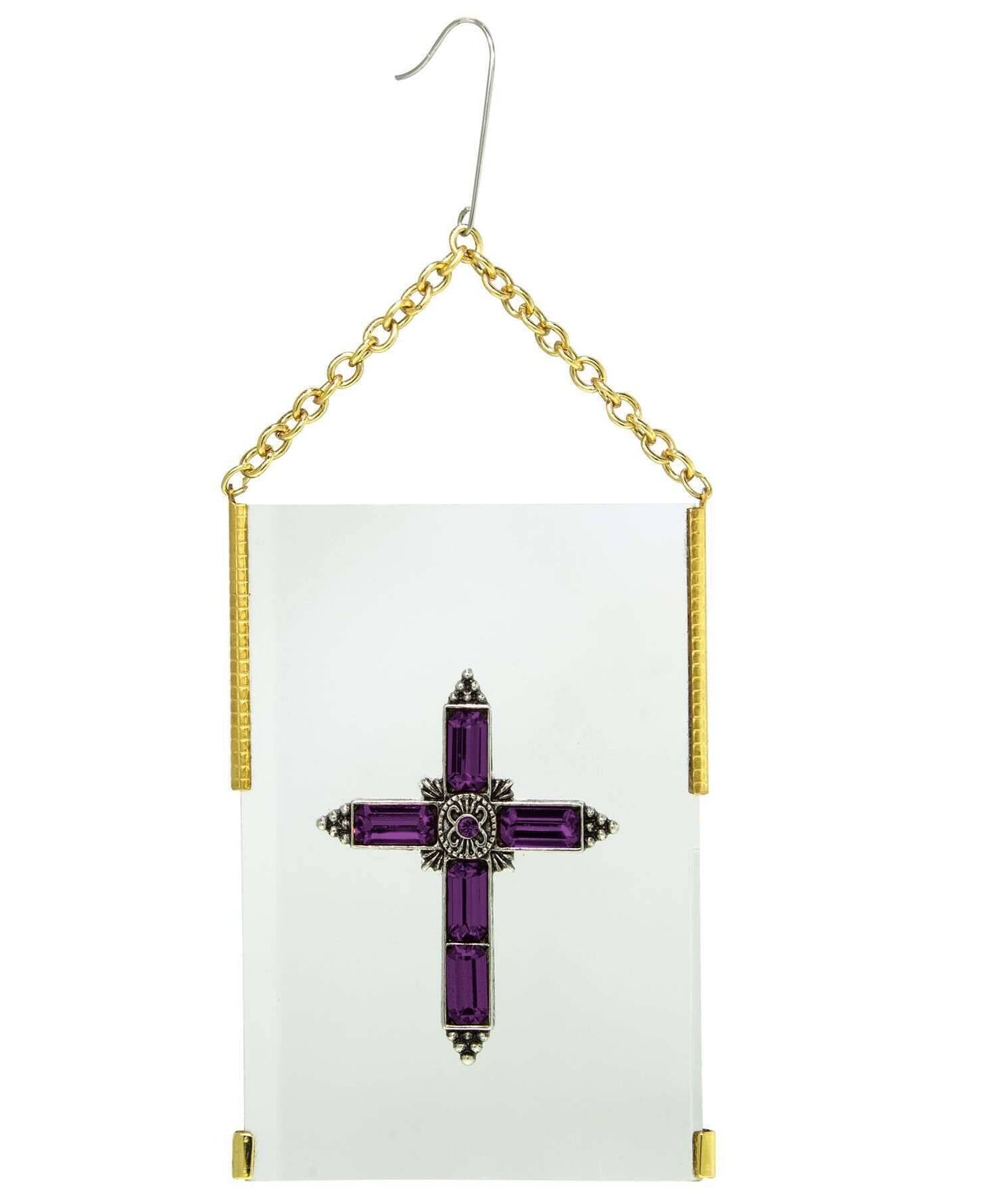 Symbols Of Faith Crystal Cross Glass Hanging Christmas Tree Ornament