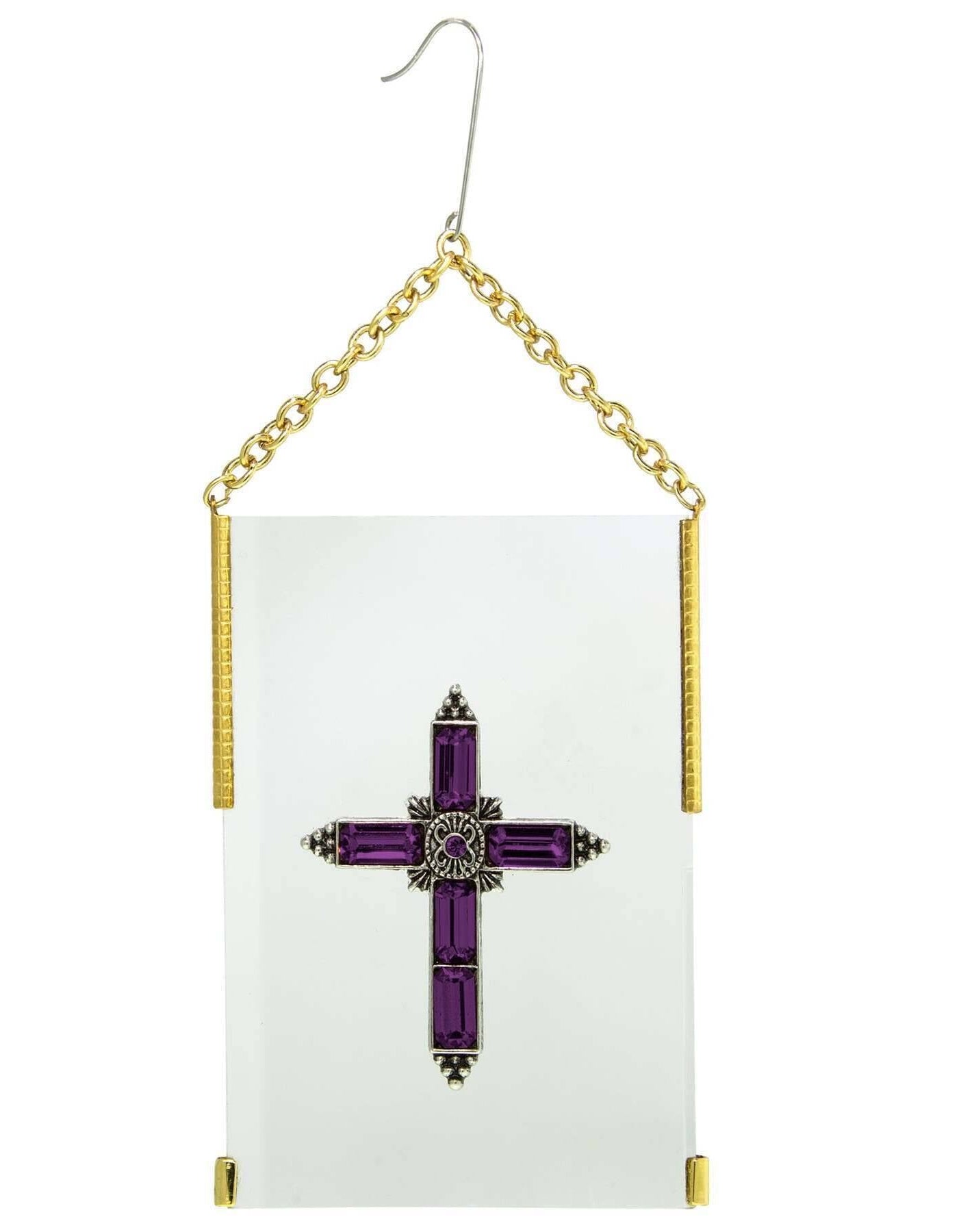 Symbols Of Faith Crystal Cross Glass Hanging Christmas Tree Ornament