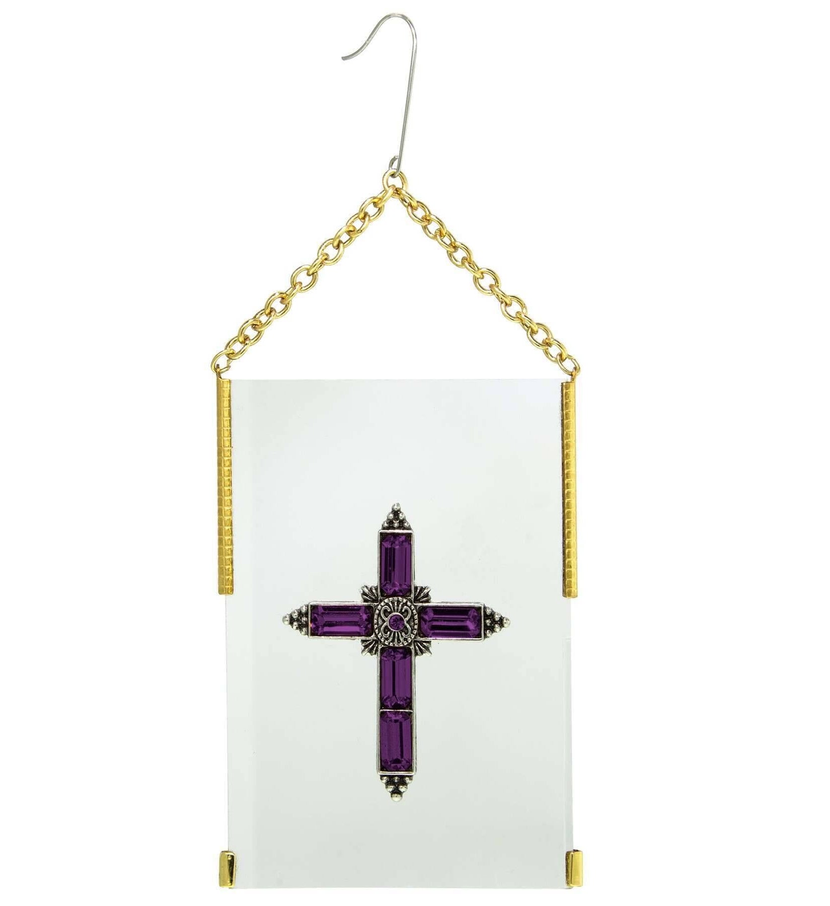 Symbols Of Faith Crystal Cross Glass Hanging Christmas Tree Ornament