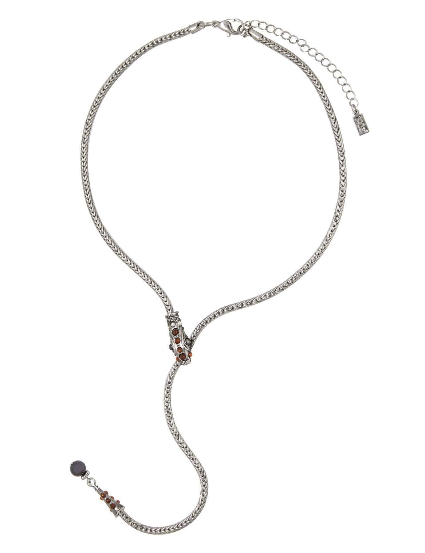 1928 Jewelry Serpentine Carnelian Gemstone Drop Necklace 7.5" + 3" Extension