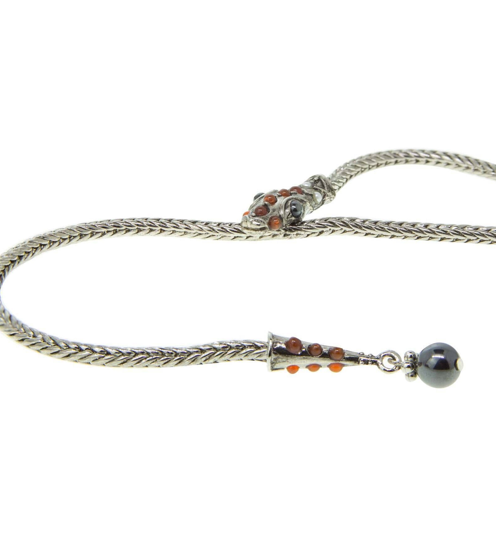 1928 Jewelry Serpentine Carnelian Gemstone Drop Necklace 7.5" + 3" Extension