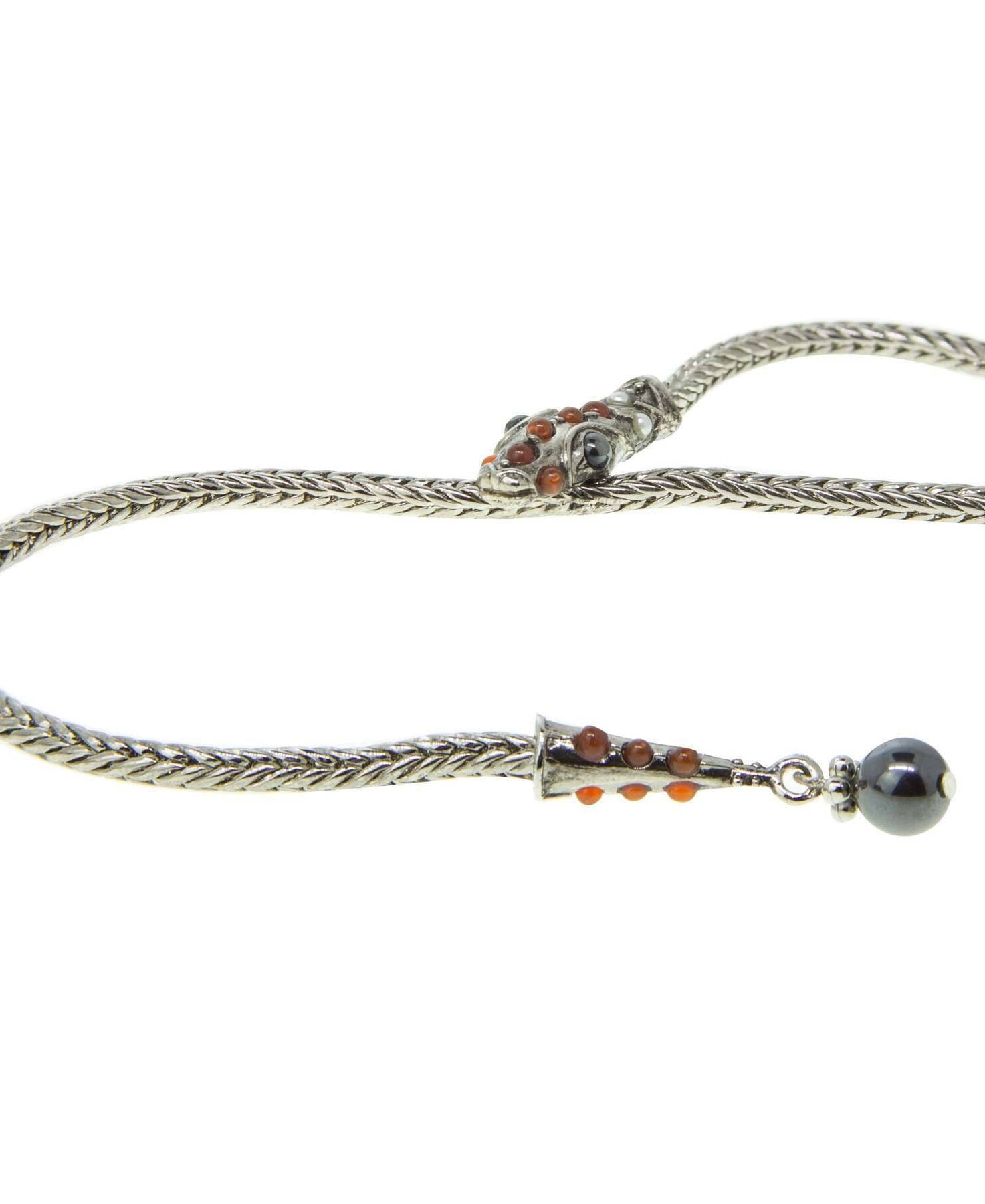 1928 Jewelry Serpentine Carnelian Gemstone Drop Necklace 7.5" + 3" Extension