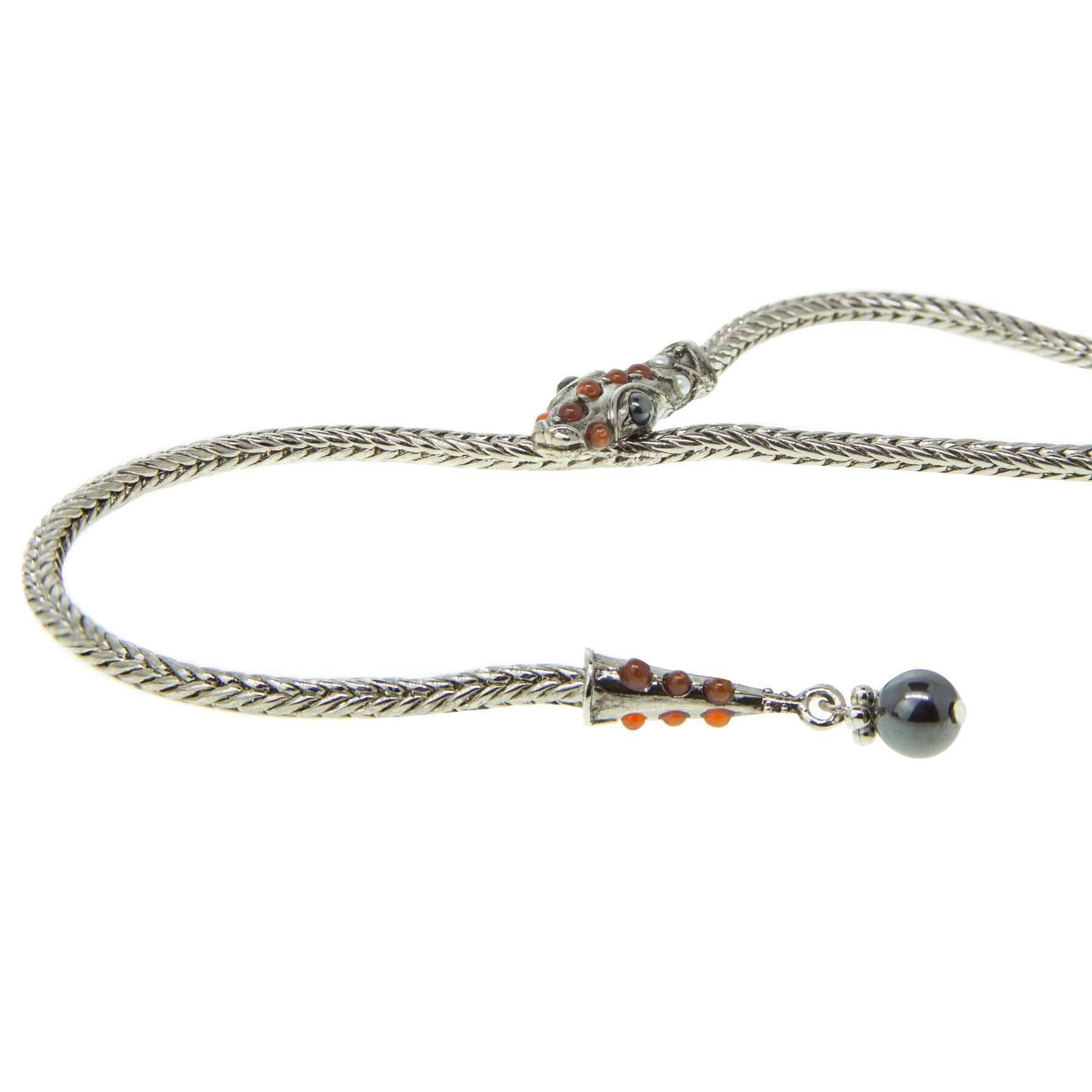 1928 Jewelry Serpentine Carnelian Gemstone Drop Necklace 7.5" + 3" Extension