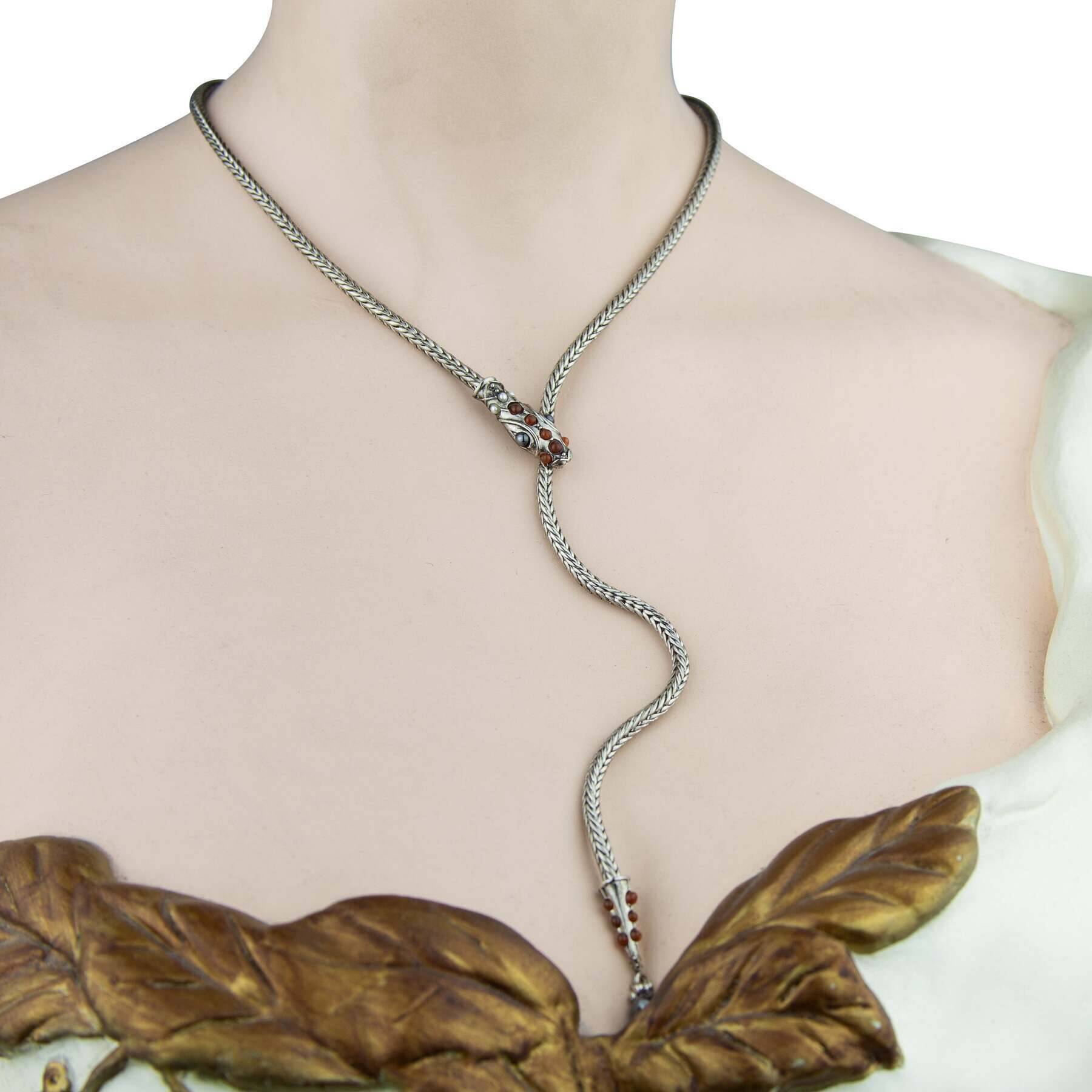 1928 Jewelry Serpentine Carnelian Gemstone Drop Necklace 7.5" + 3" Extension