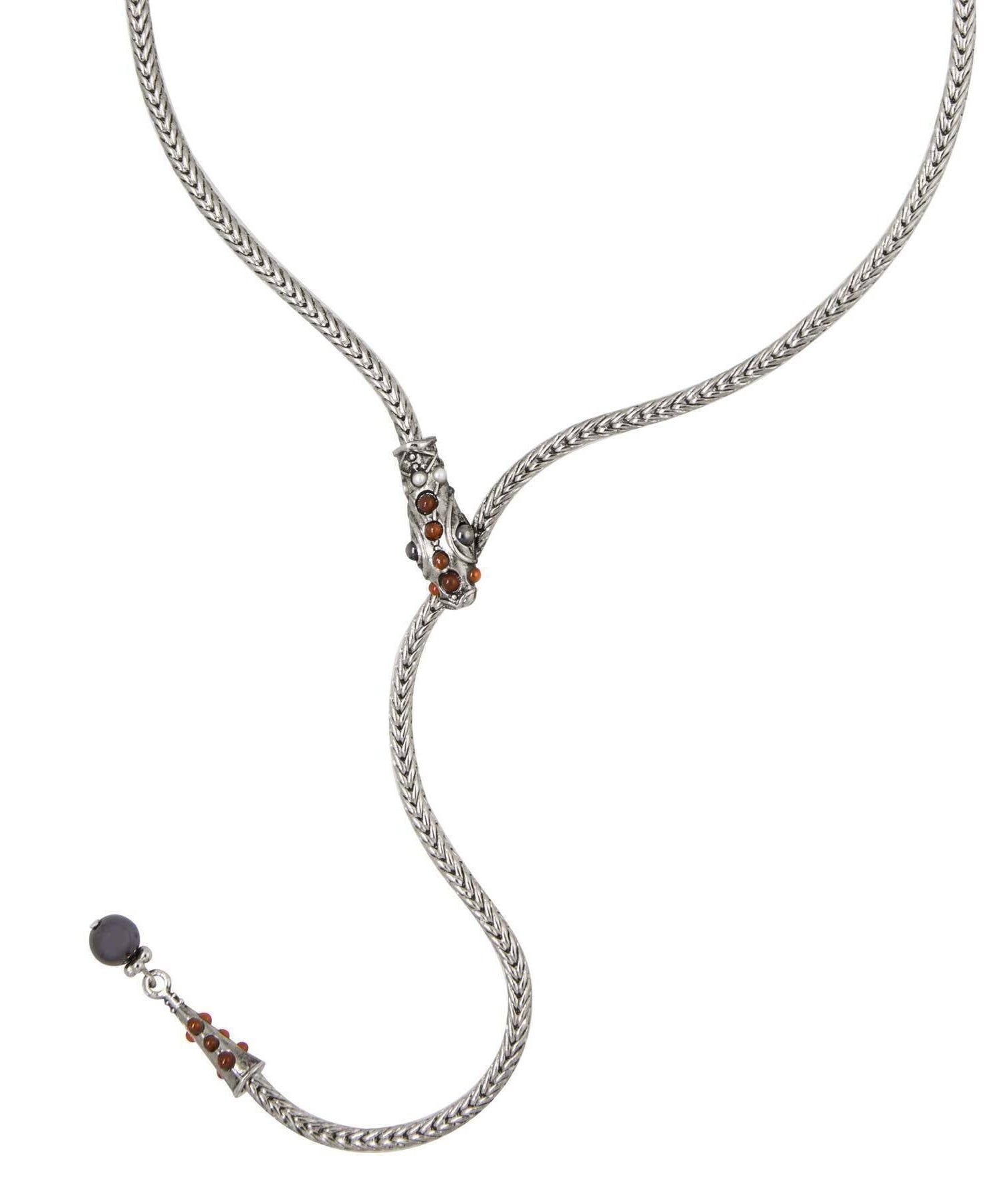 1928 Jewelry Serpentine Carnelian Gemstone Drop Necklace 7.5" + 3" Extension