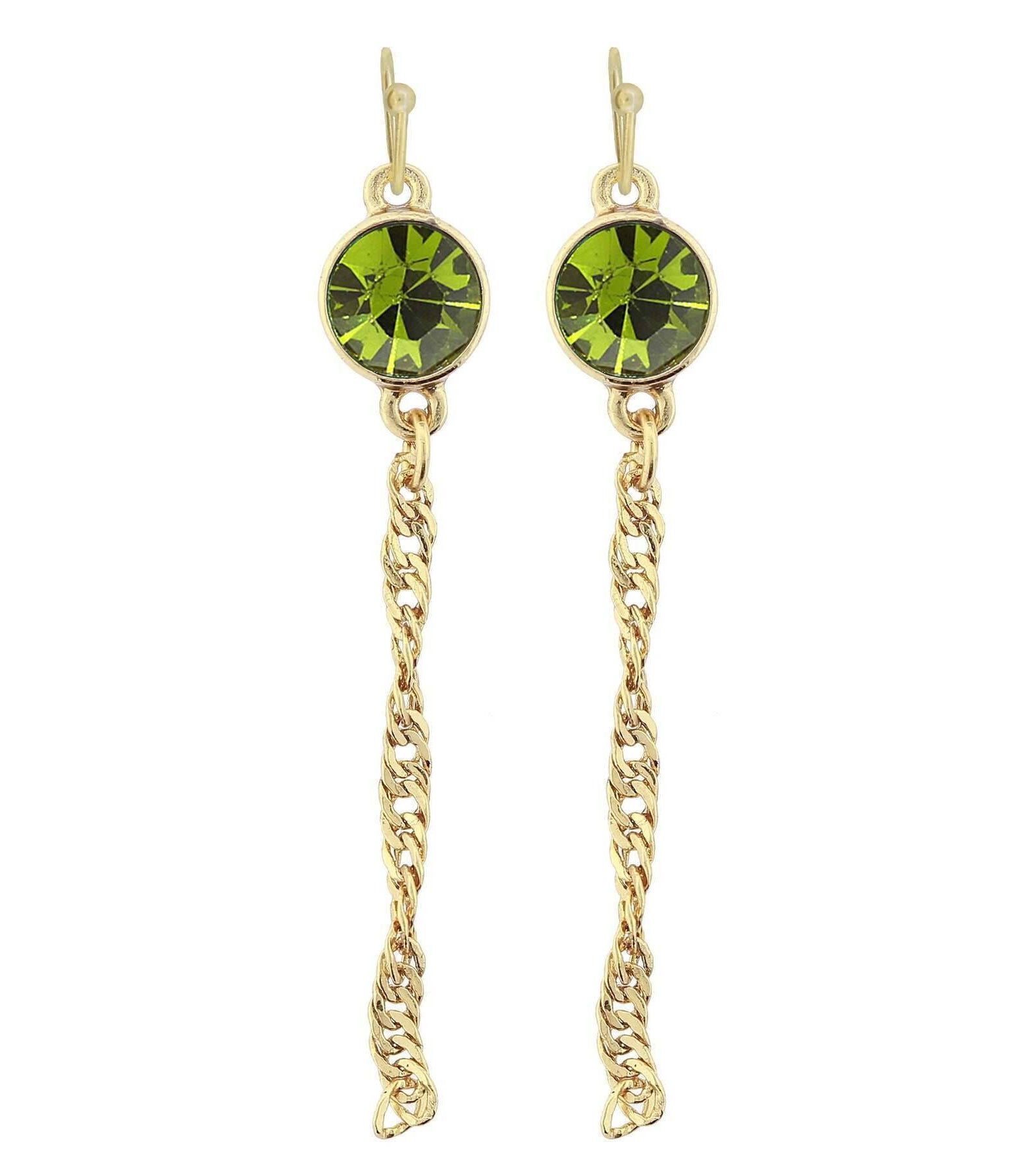 2028 Jewelry Crystal Chain Drop Wire Earrings