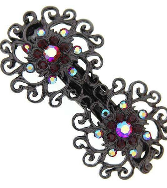 1928 Jewelry Siam Red Austrian And Red Crystal Ab Hair Barrette