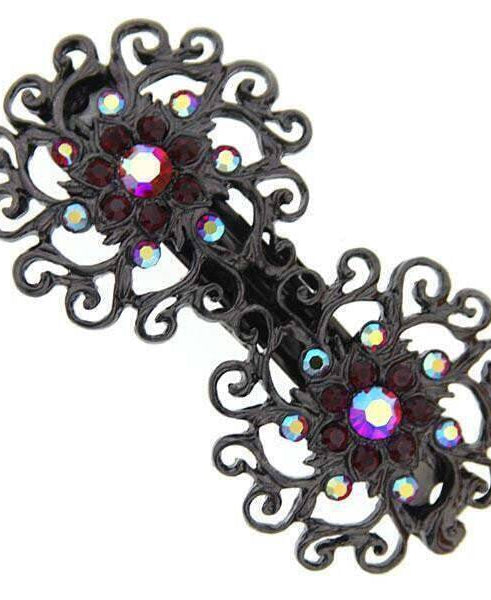 1928 Jewelry Siam Red Austrian And Red Crystal Ab Hair Barrette