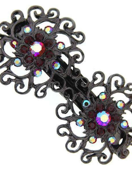 1928 Jewelry Siam Red Austrian And Red Crystal Ab Hair Barrette