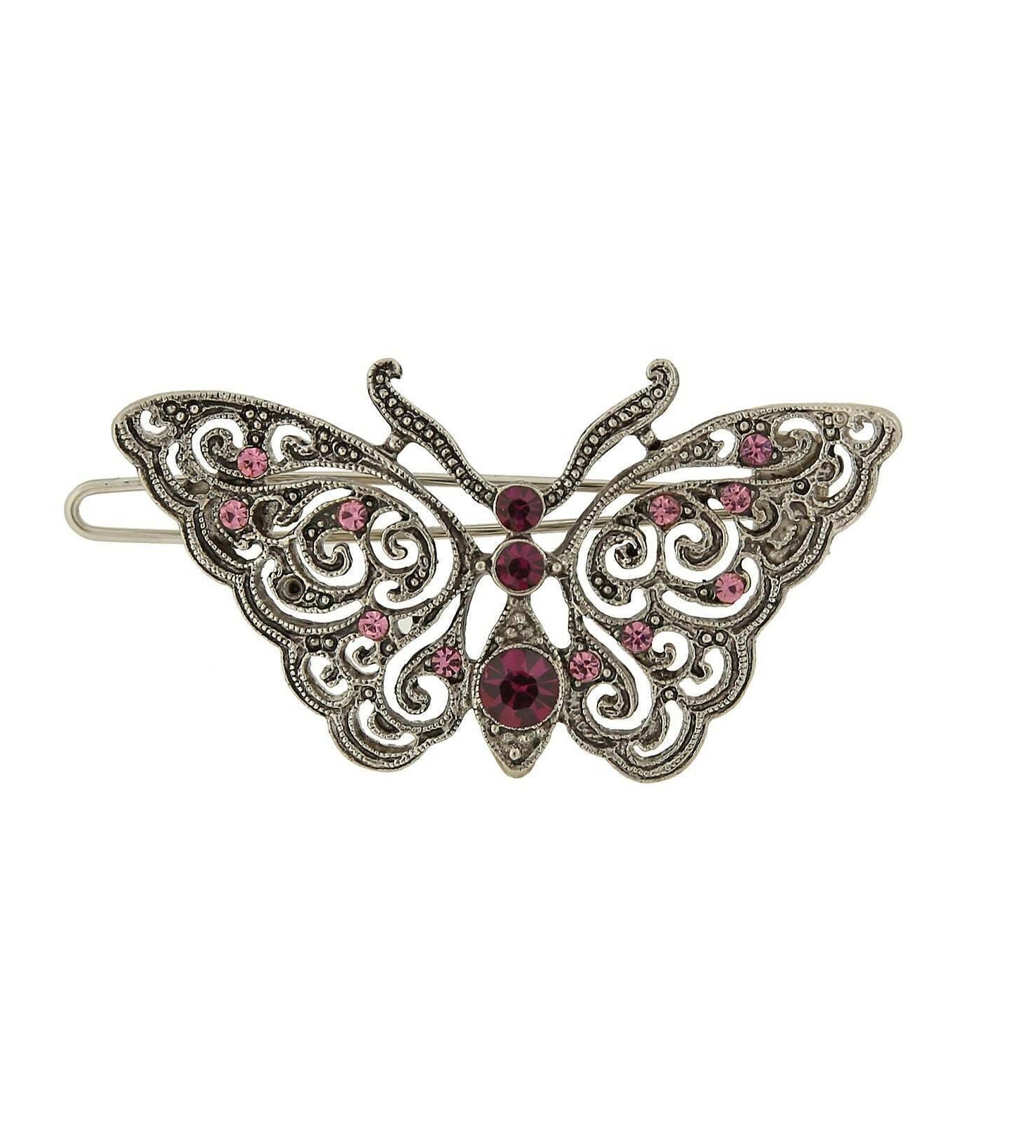 1928 Jewelry Multi Crystal Butterfly Tige Boule Hair Barrette