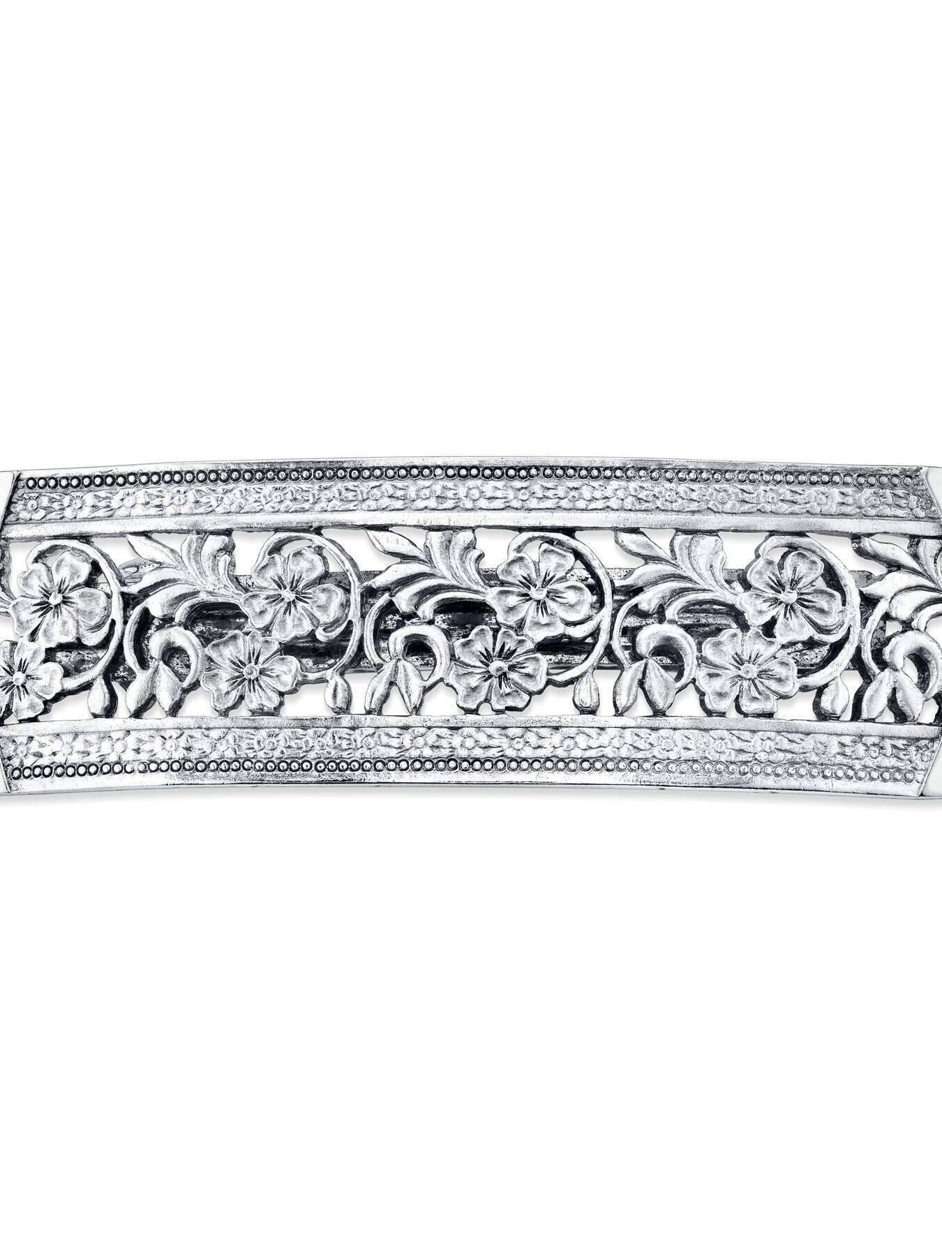 1928 Jewelry Flower Designed Bar Hair Barrette