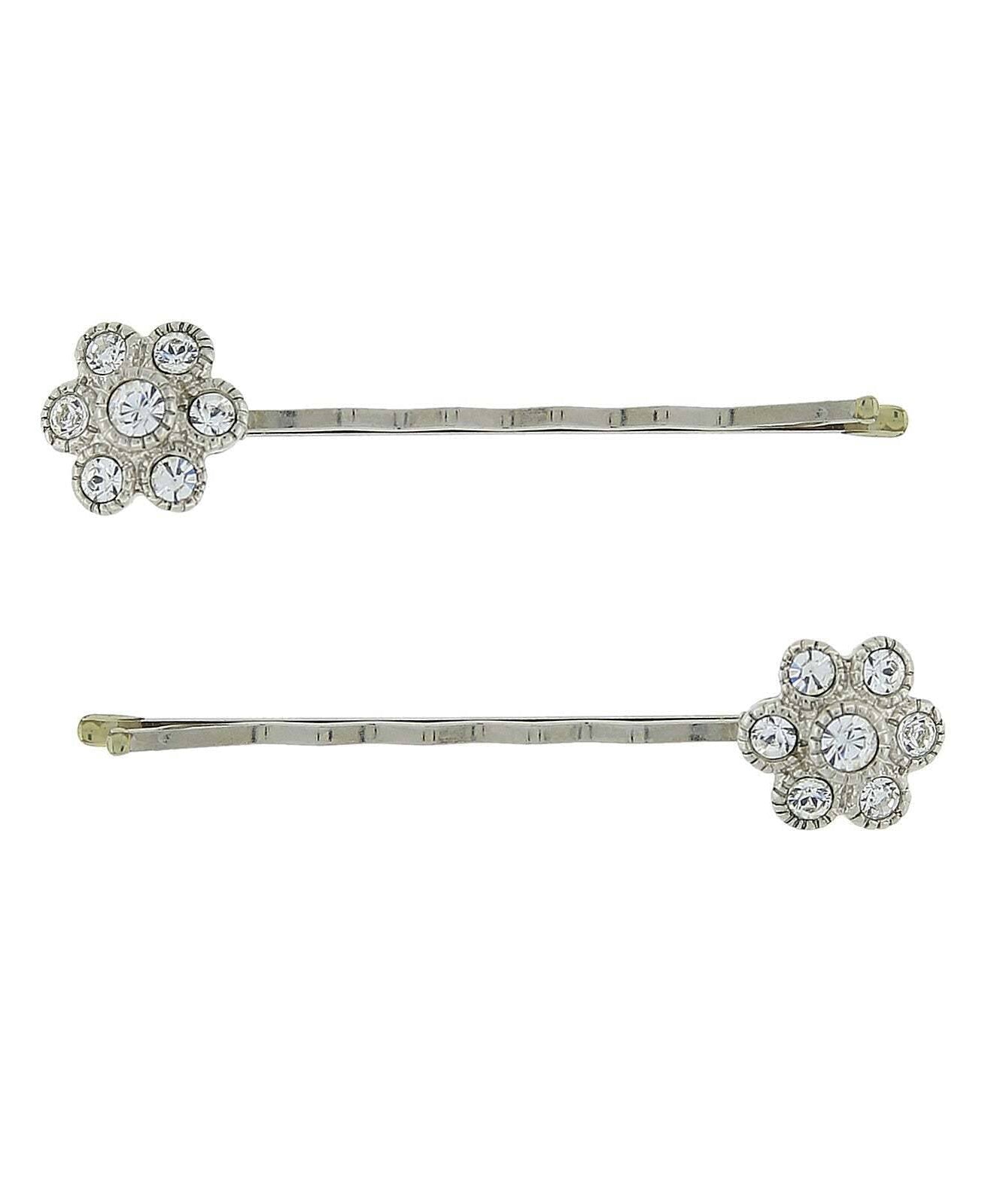 1928 Jewelry Clear Crystal Flower Hair Bobby Pin Set