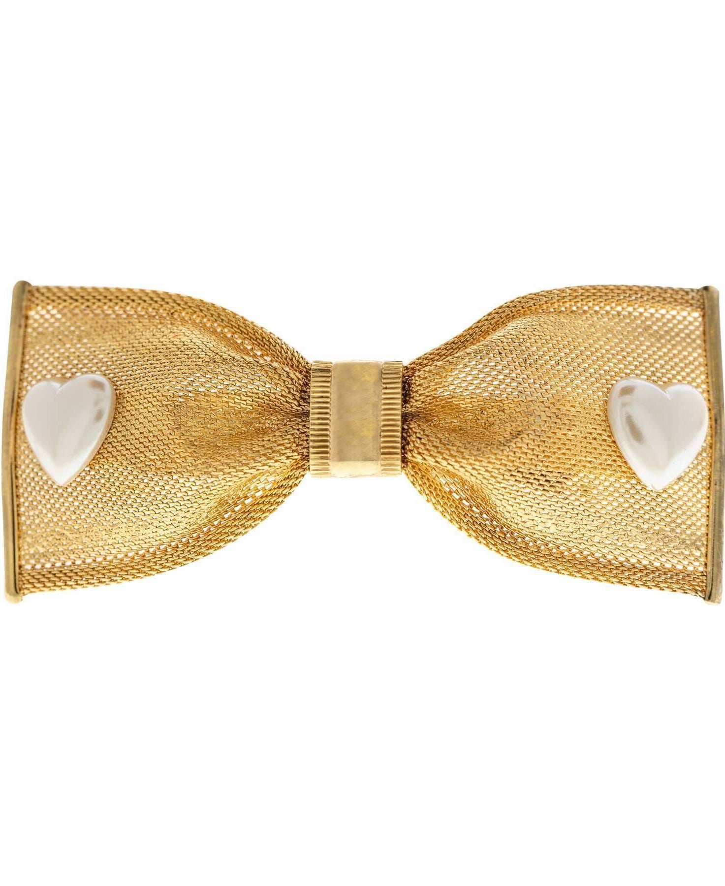 1928 Jewelry Mesh Bow With Hearts Hair Barrette
