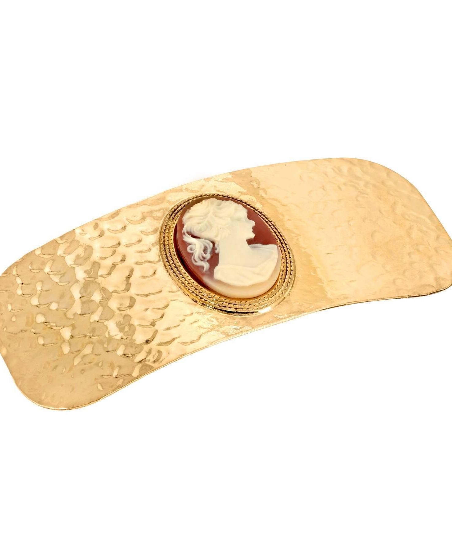 1928 Jewelry Carnelian Faux Cameo Hammered Hair Barrette