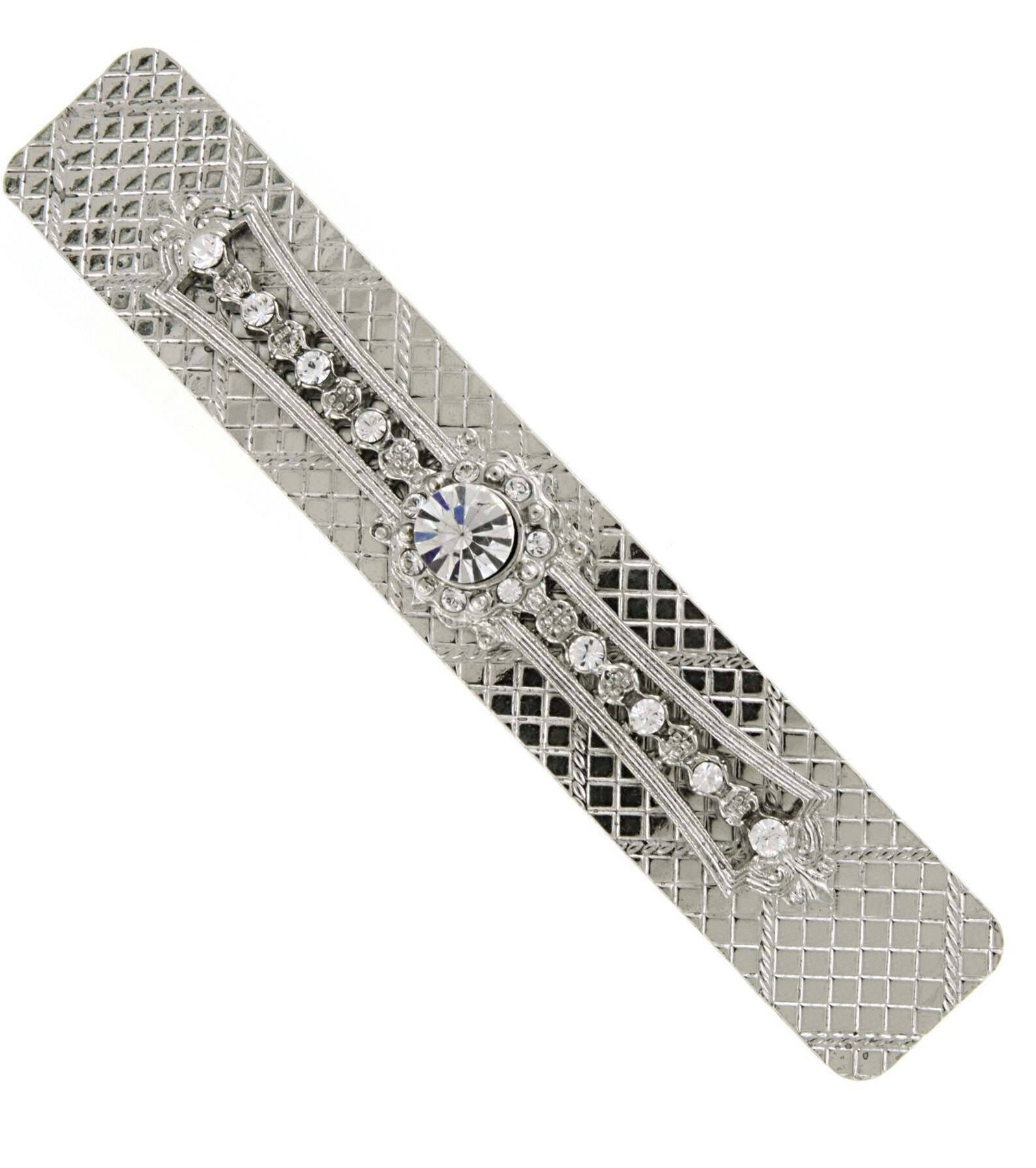 1928 Jewelry Diamond Shape Multi Crystal Bar Hair Barrette