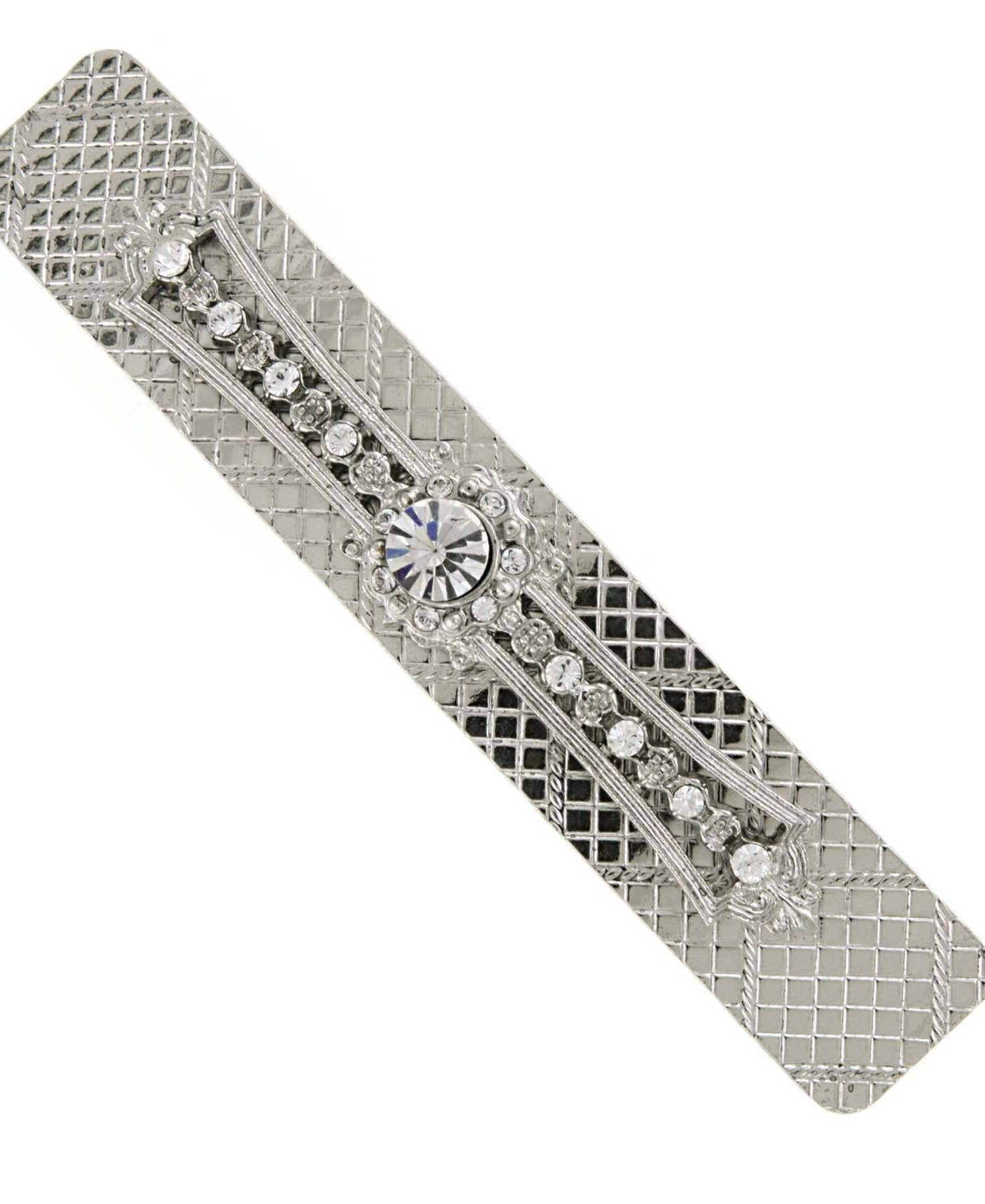 1928 Jewelry Diamond Shape Multi Crystal Bar Hair Barrette