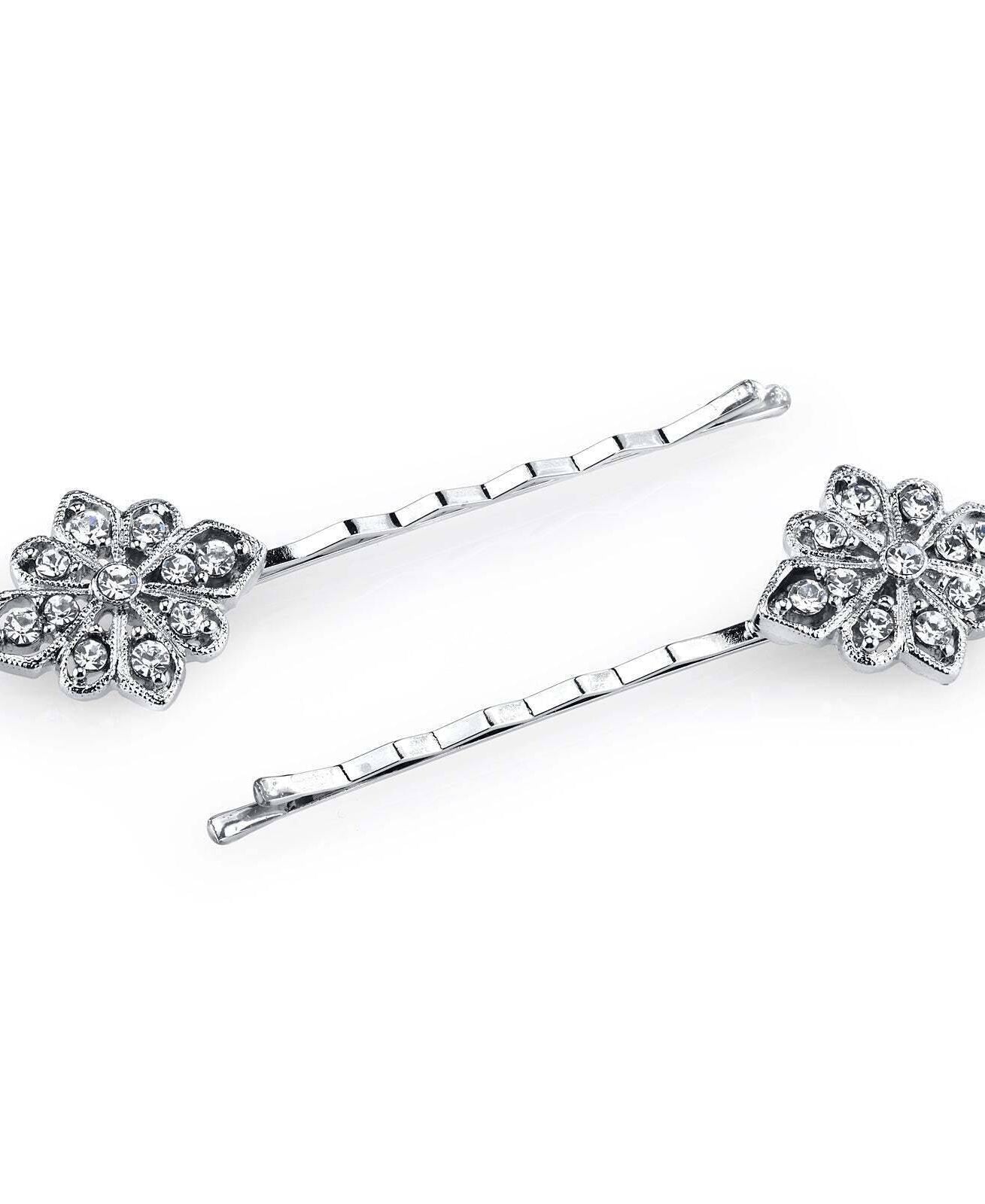 1928 Bridal Floral Inspired Crystal Bobby Pin Set