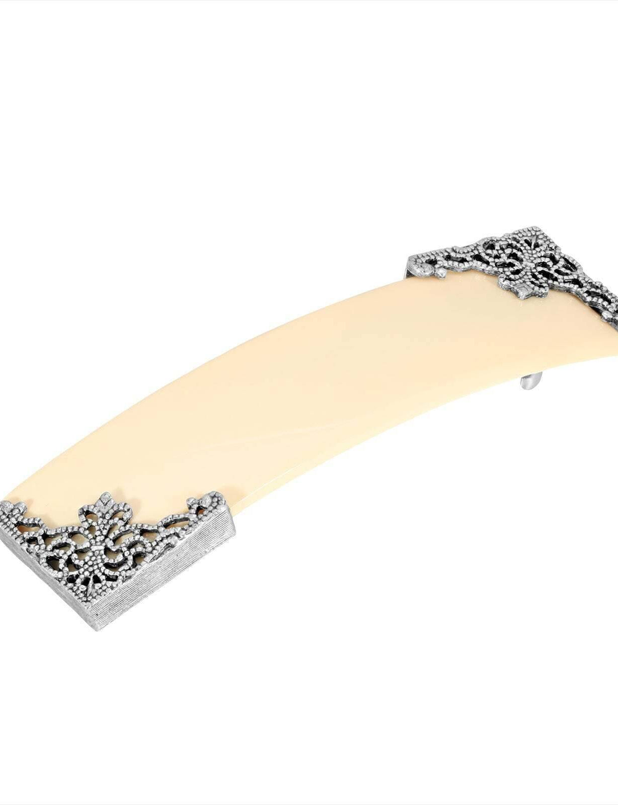 1928 Jewelry Vintage Style Filigree Accent Bar Hair Barrette