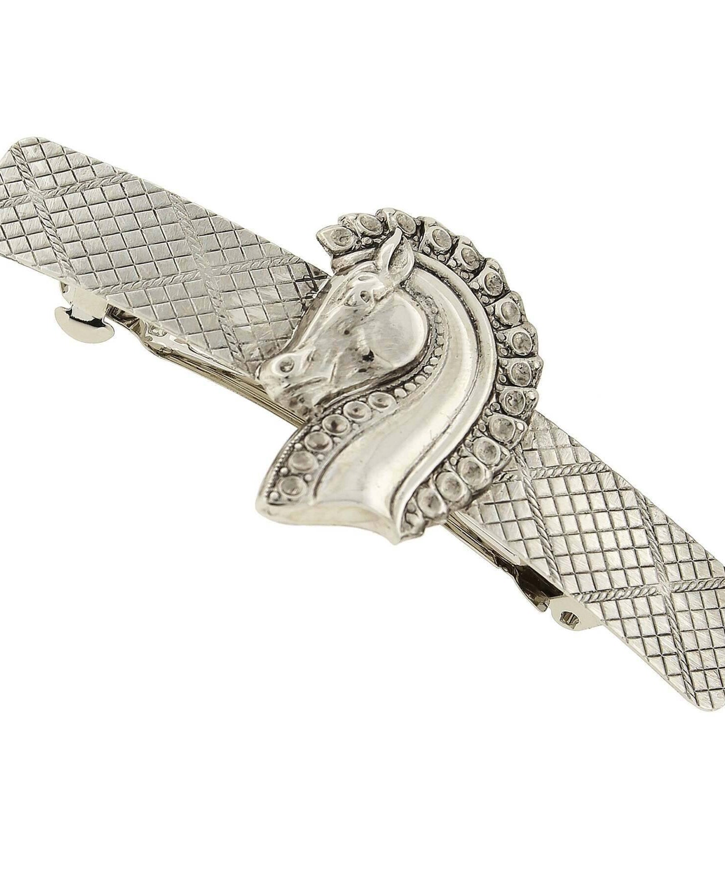 1928 Jewelry Silver Fjord Head Hair Barrette