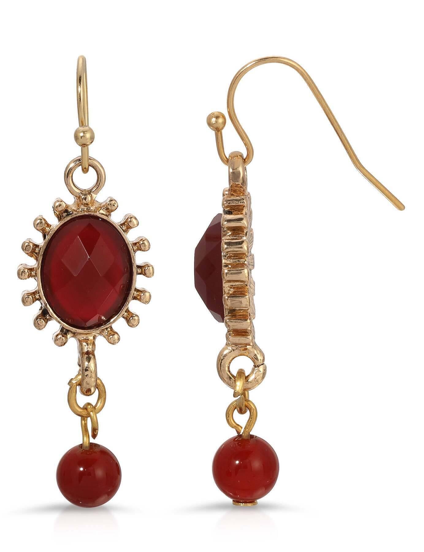 Regency Sol Oval Stone Crystal Dangle Bead Earrings