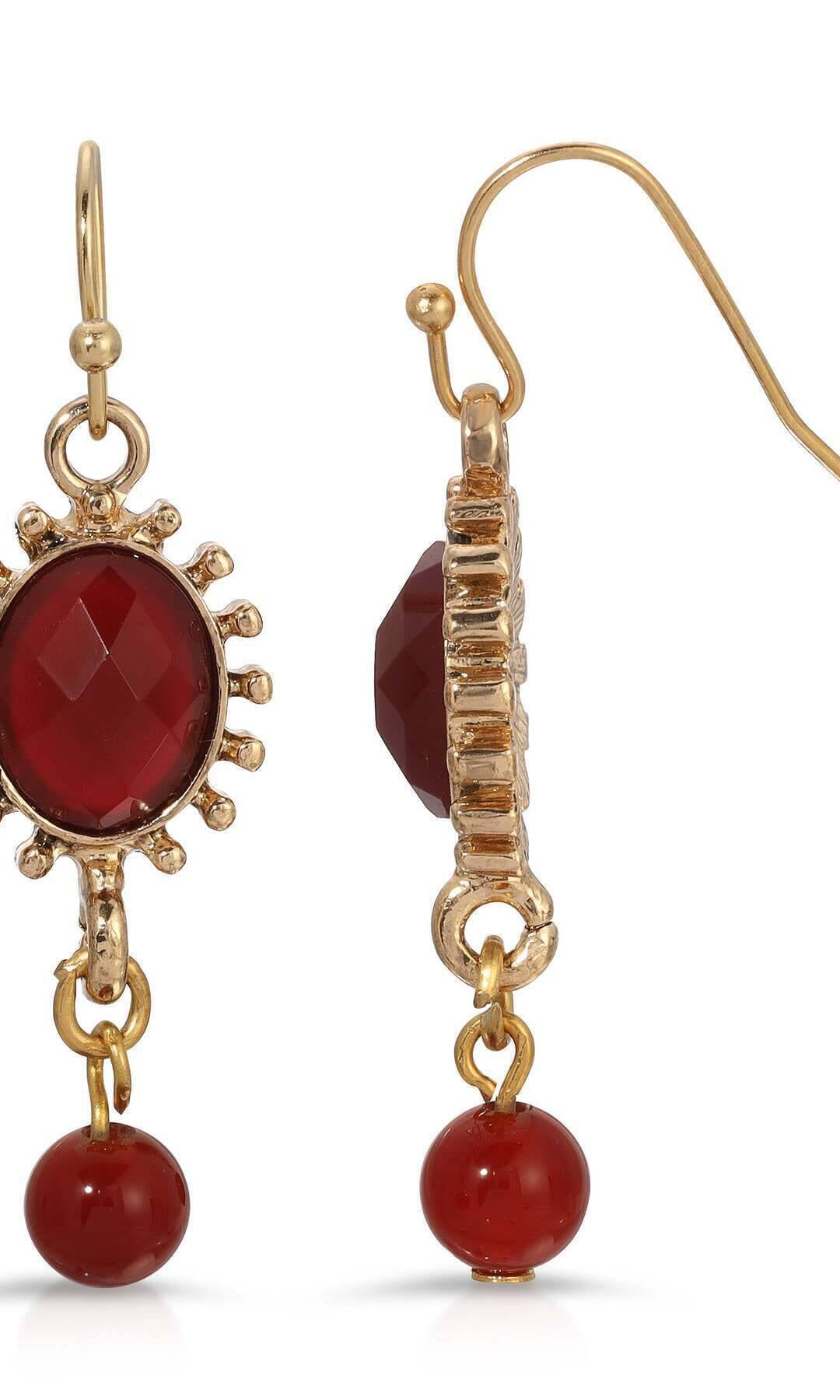 Regency Sol Oval Stone Crystal Dangle Bead Earrings