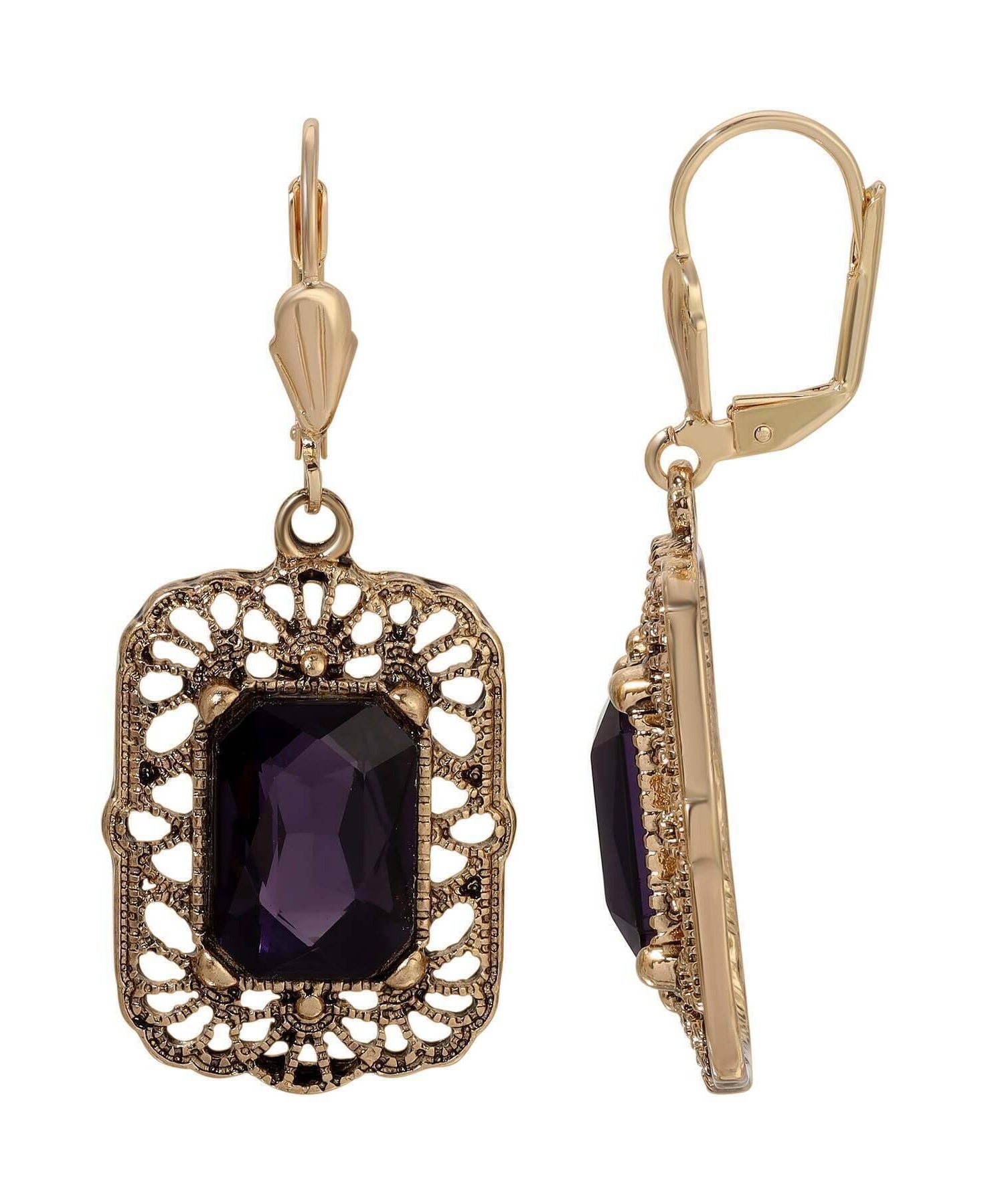 Regency Brontë Filigree Octagon Crystal Drop Earrings