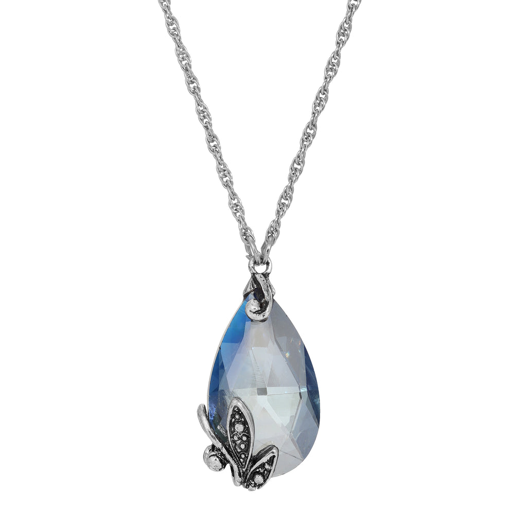 silver tone montana teardrop necklace 15 3 adj