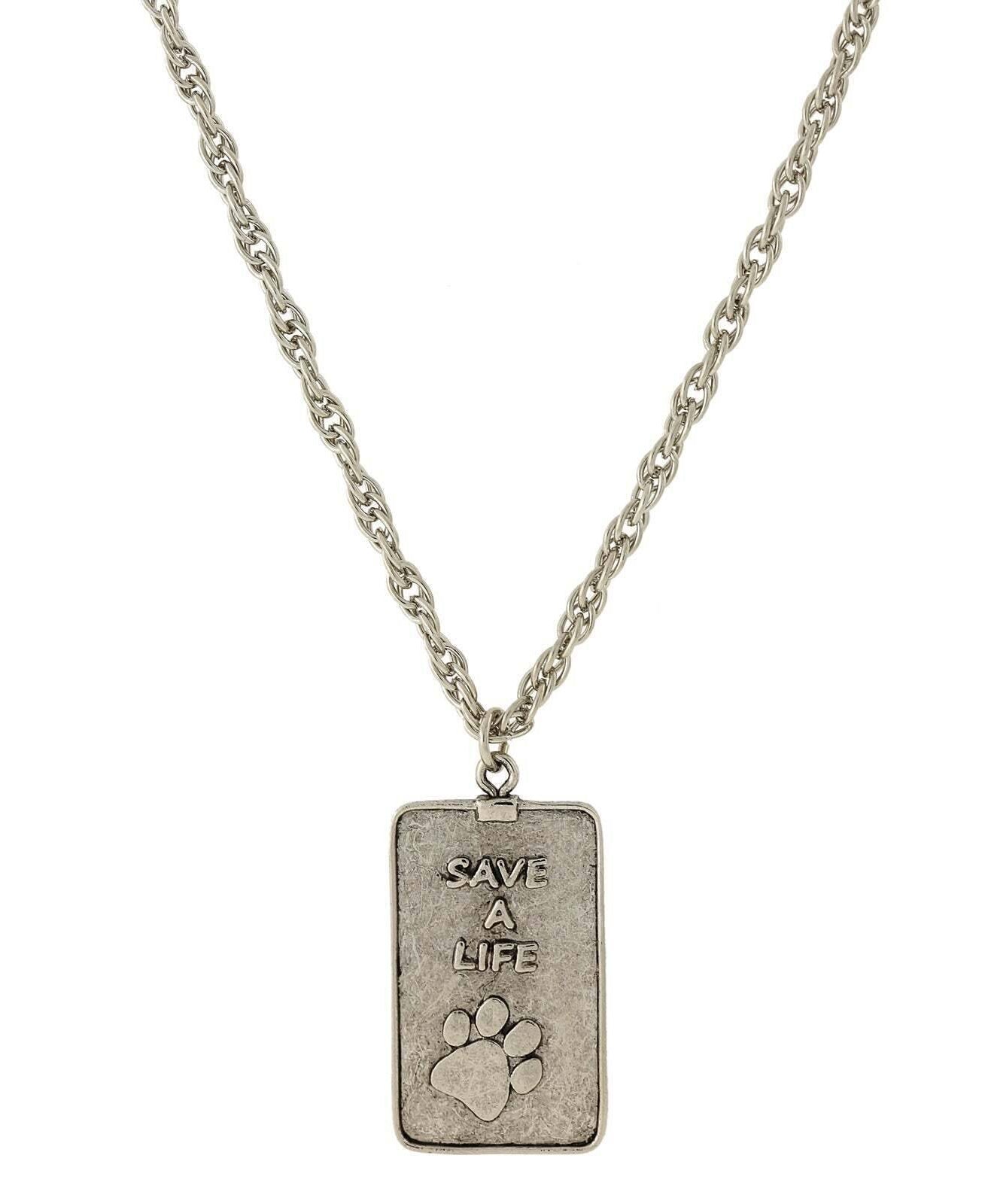 1928 Jewelry Save A Life Dog Tag Pendant Necklace 32"