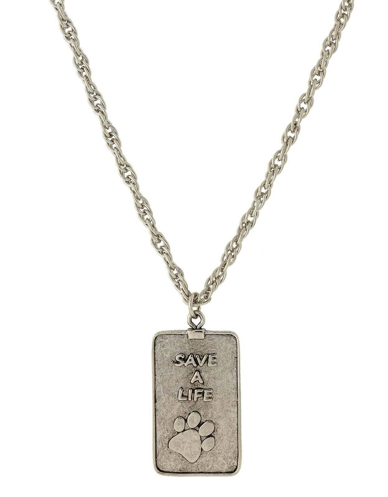 1928 Jewelry Save A Life Dog Tag Pendant Necklace 32"