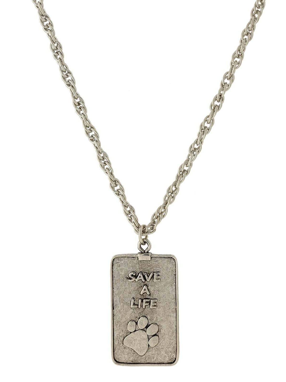 1928 Jewelry Save A Life Dog Tag Pendant Necklace 32"