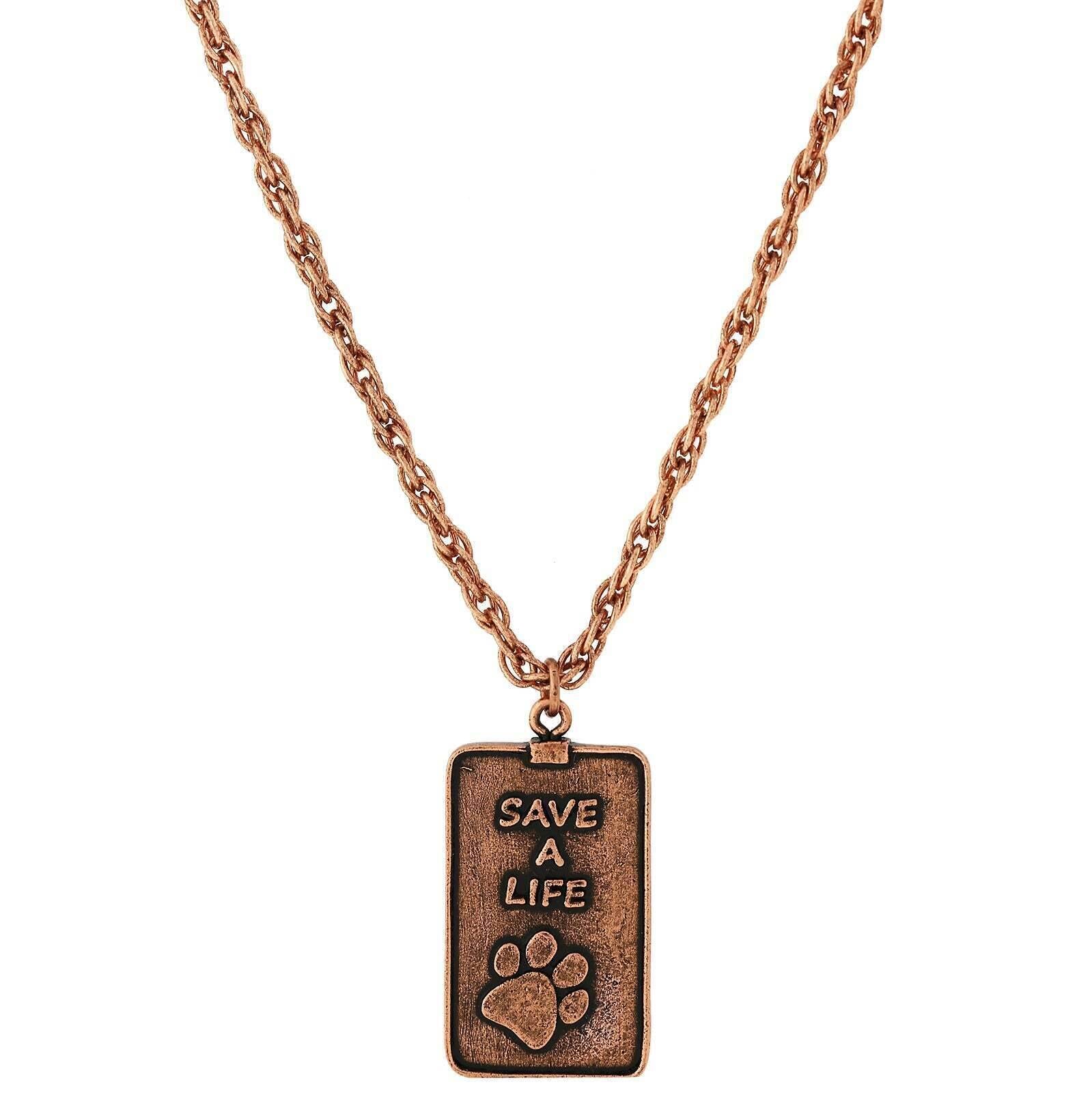 1928 Jewelry Save A Life Dog Tag Pendant Necklace 32"