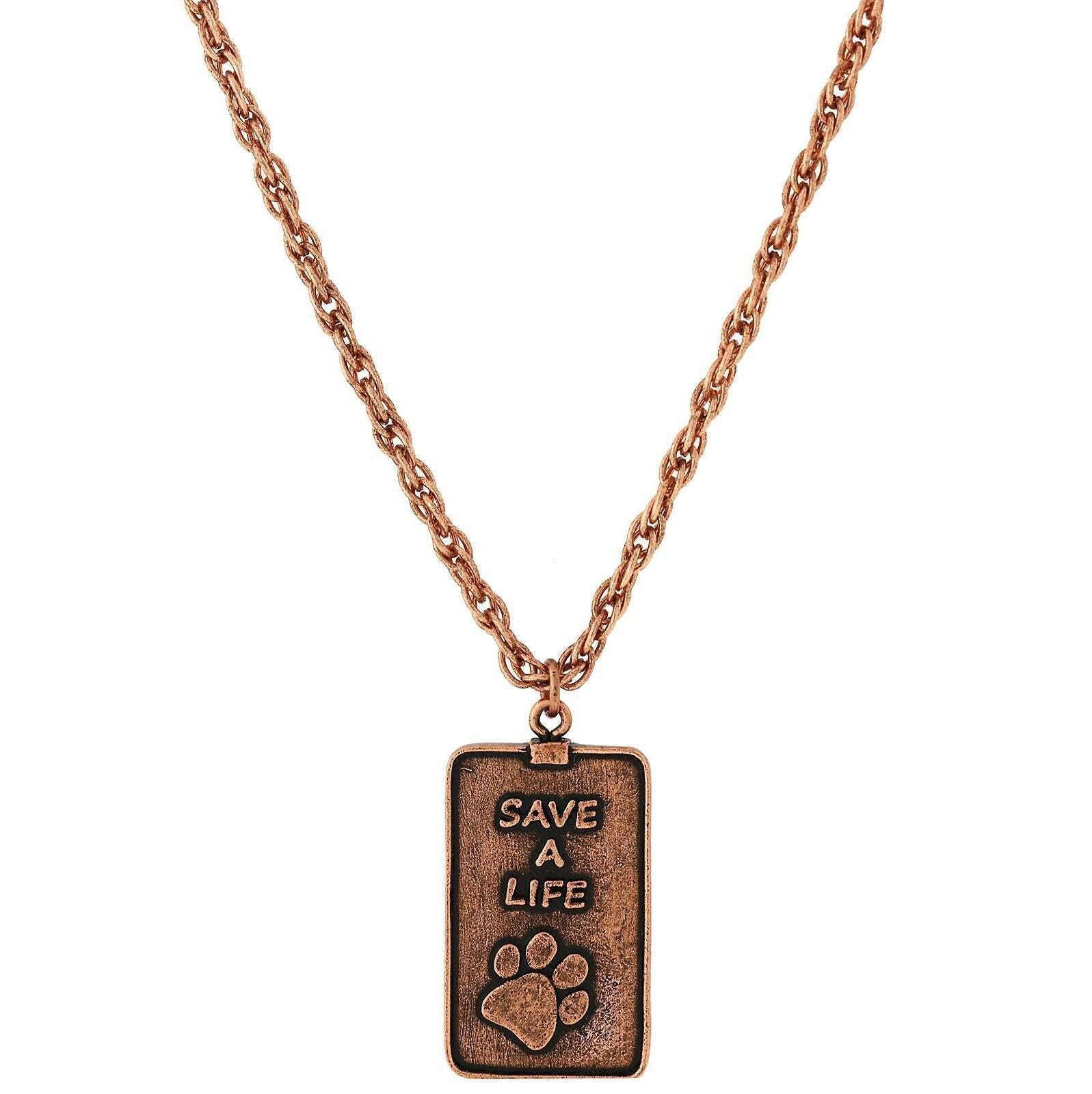 1928 Jewelry Save A Life Dog Tag Pendant Necklace 32"