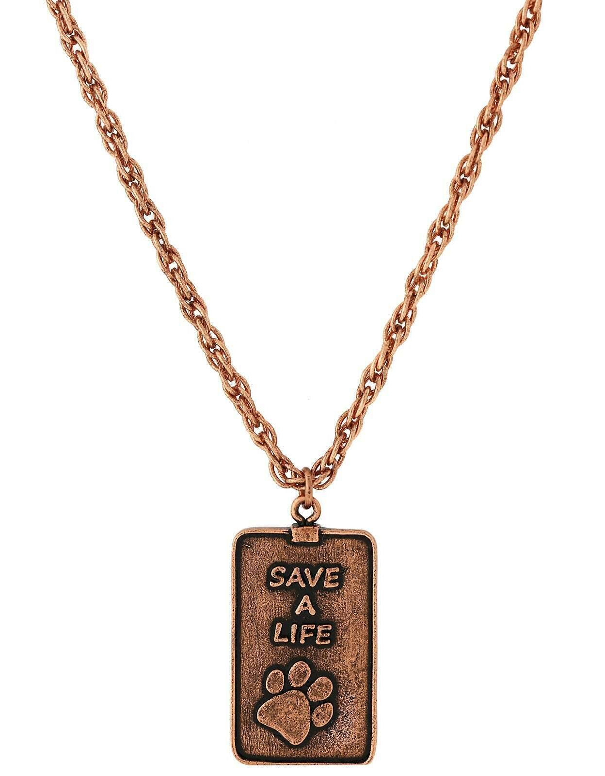 1928 Jewelry Save A Life Dog Tag Pendant Necklace 32"