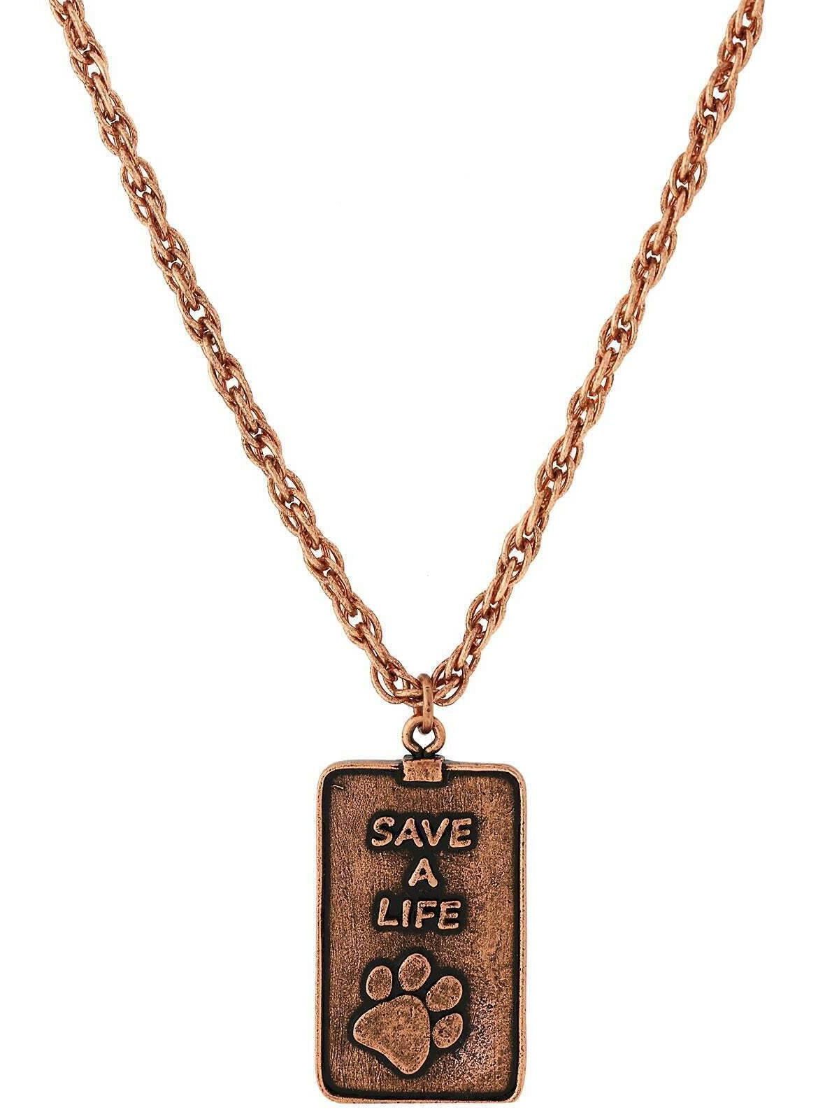 1928 Jewelry Save A Life Dog Tag Pendant Necklace 32"