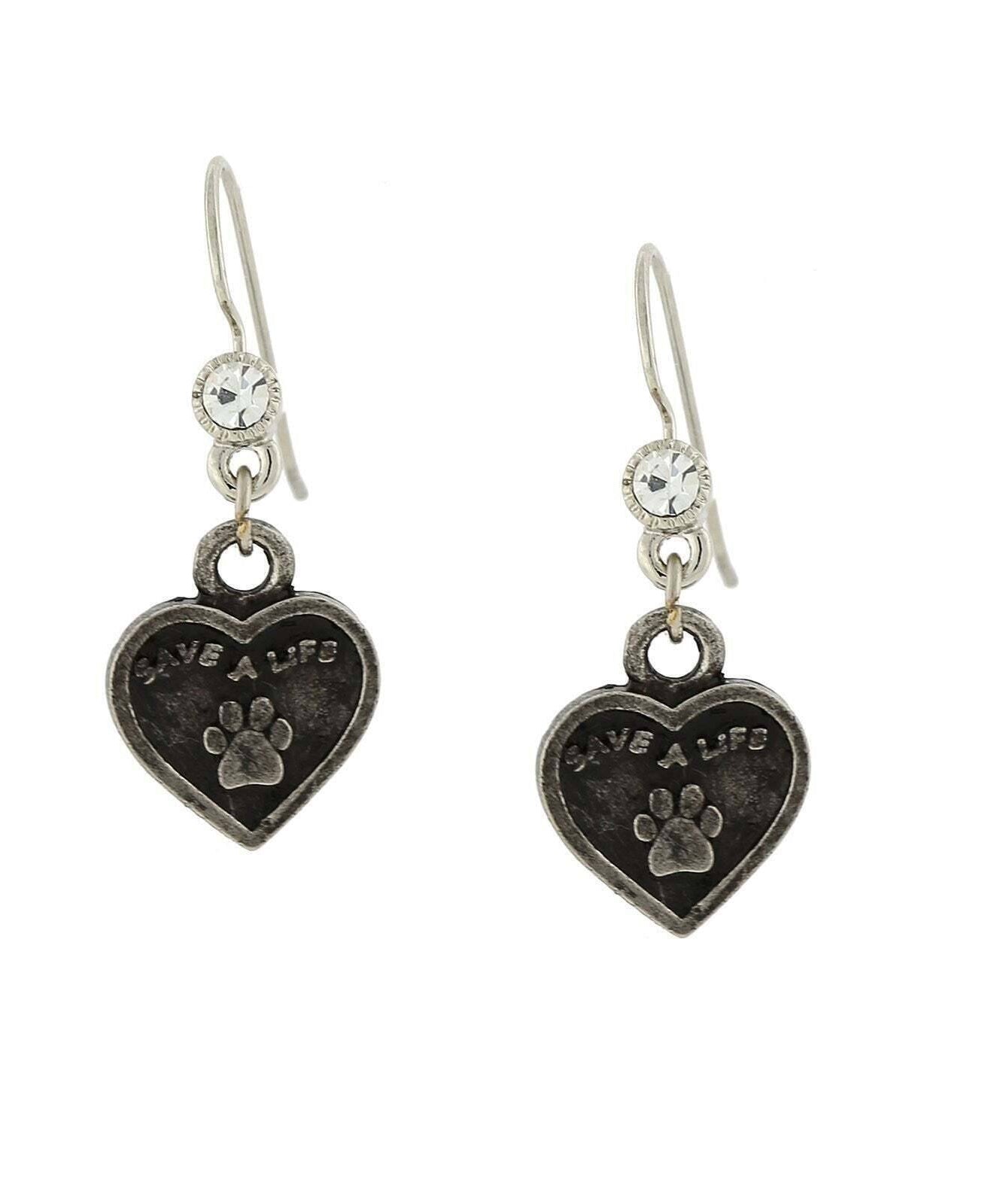 1928 Jewelry Save A Life Heart Crystal Accent Earrings